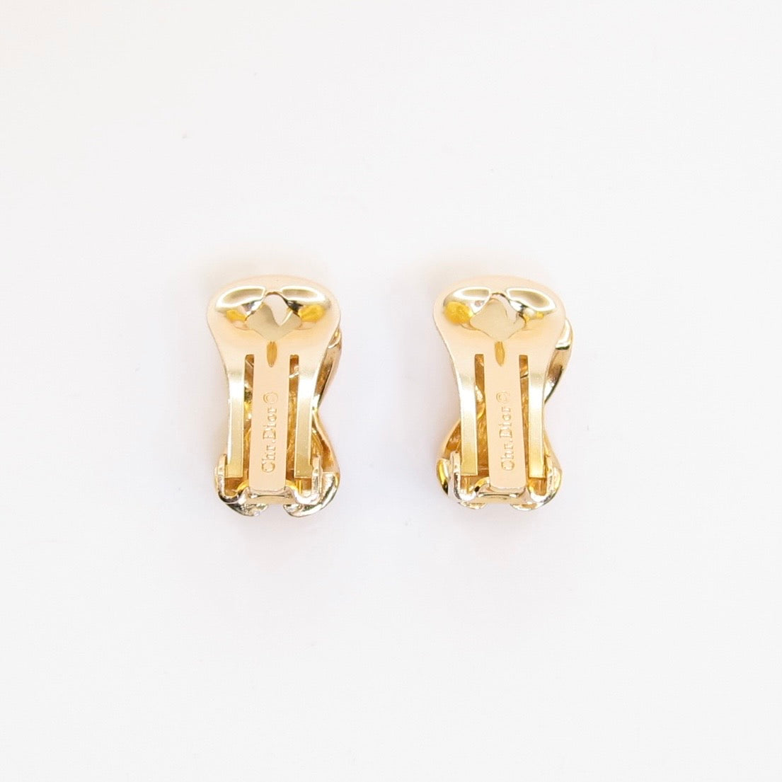 Christian Dior Vintage Rhinestone Criss-Cross Golden Clip-on Earrings