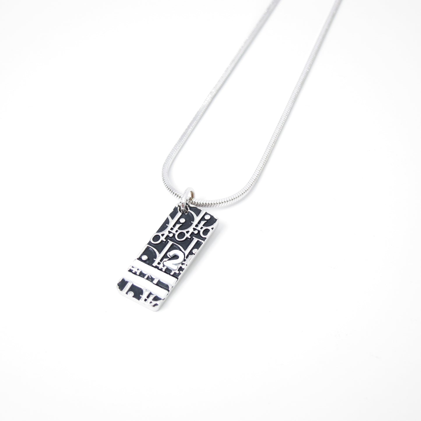Christian Dior Vintage Black and Silver Trotter Silver Necklace