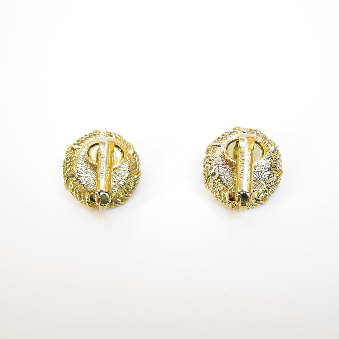 Christian Dior Vintage Round Shape Pearl Golden Clip-on Earrings