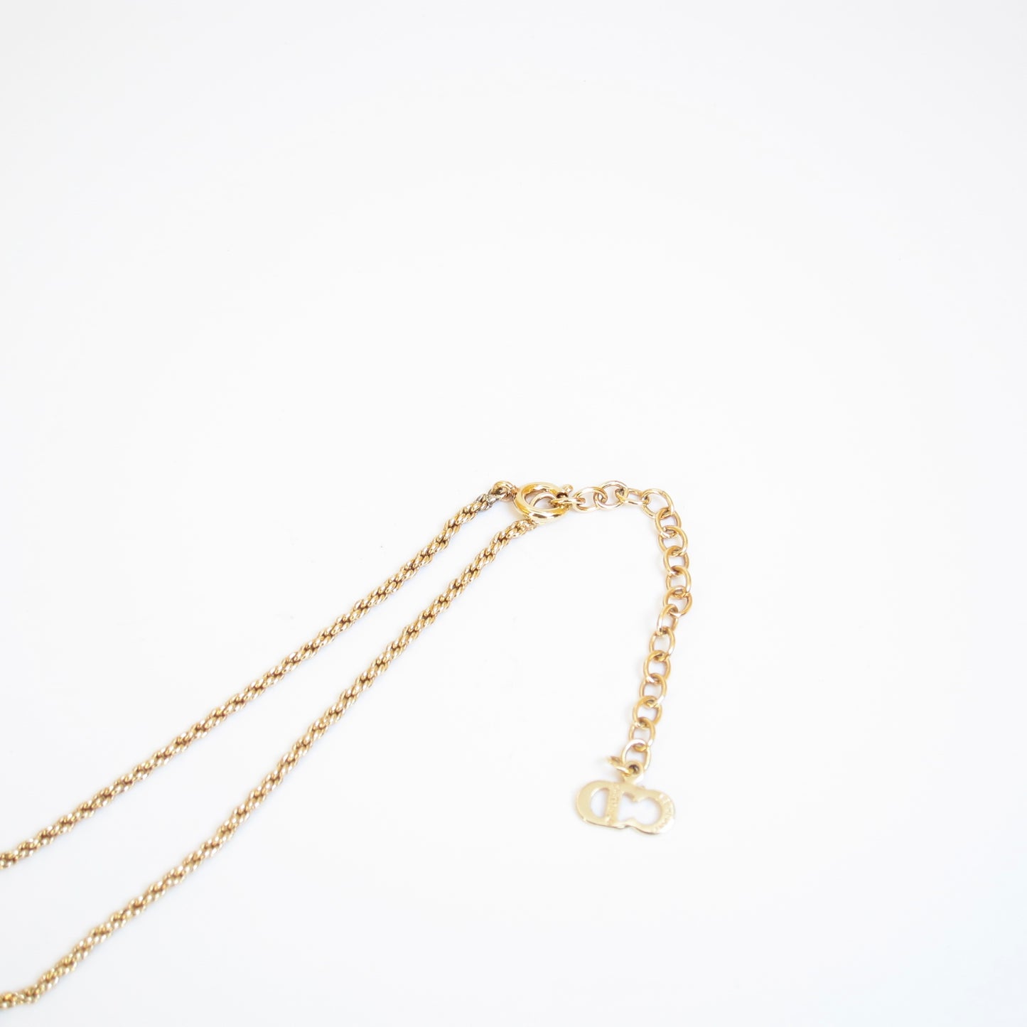 Christian Dior Vintage CD Logo in Circle Pendant Golden Necklace