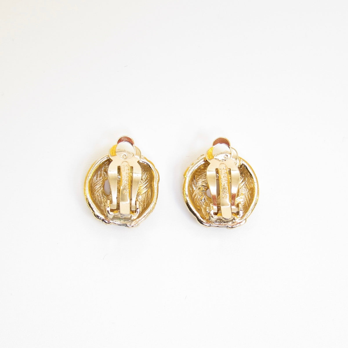 Givenchy Gold-Tone Textured Logo Clip-On Earrings