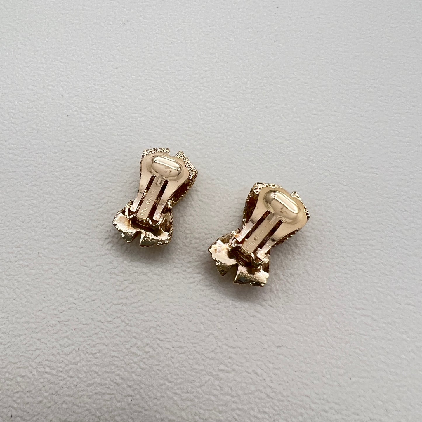 Christian Dior Vintage Stylish Cross Golden Clip-on Earrings