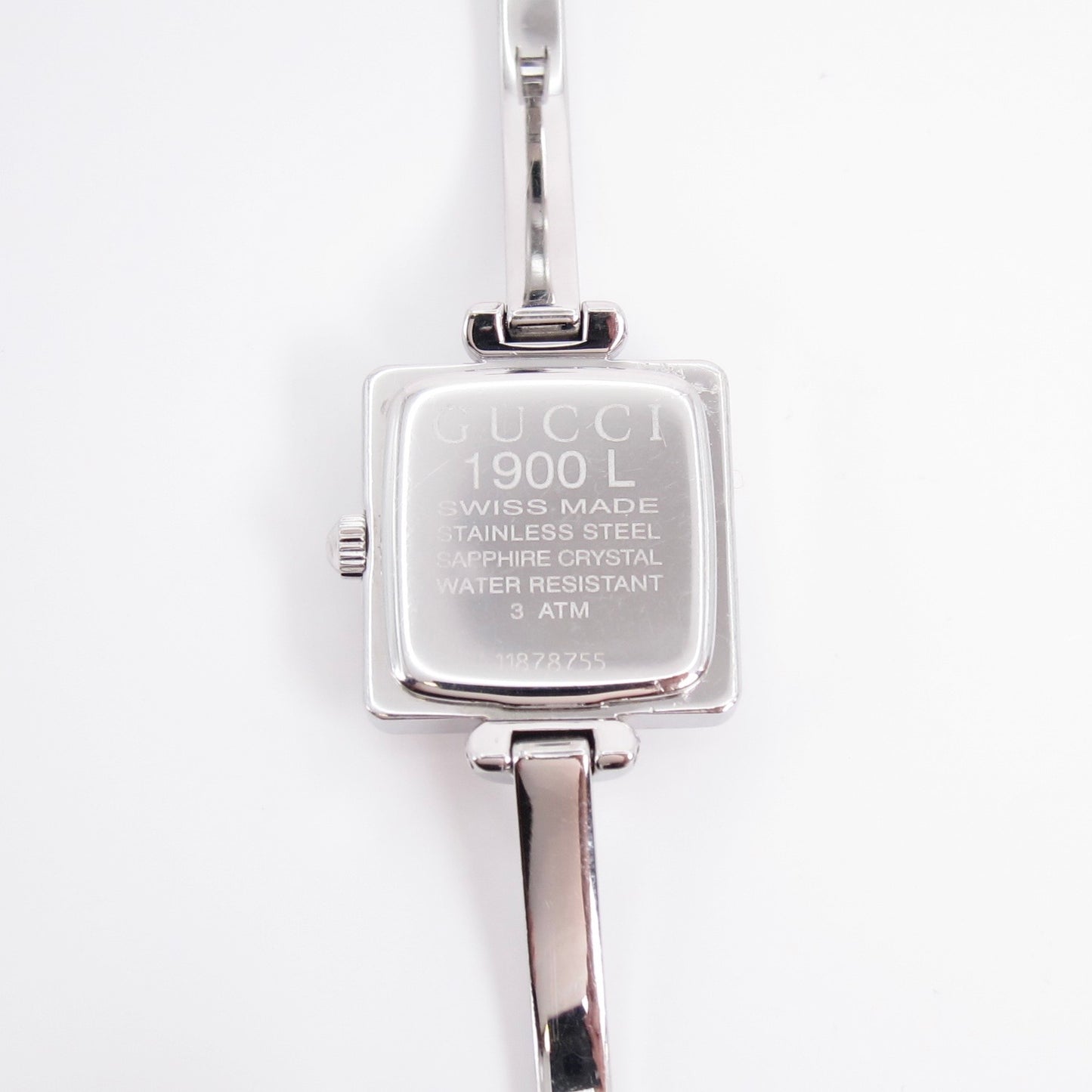 Gucci Vintage Square Black Face Silver Bangle Watch