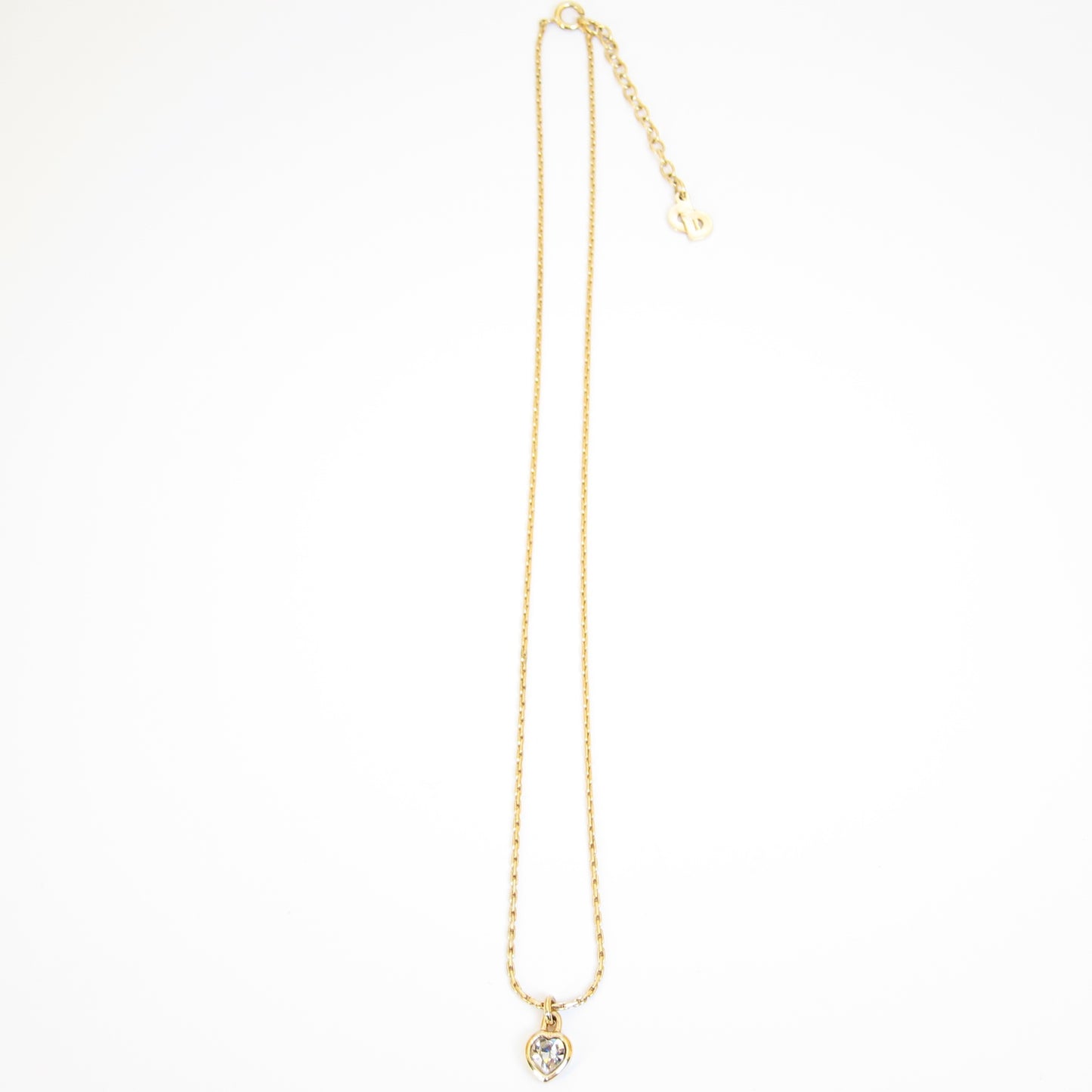 Christian Dior Vintage Heart Shape Rhinestone Golden Necklace