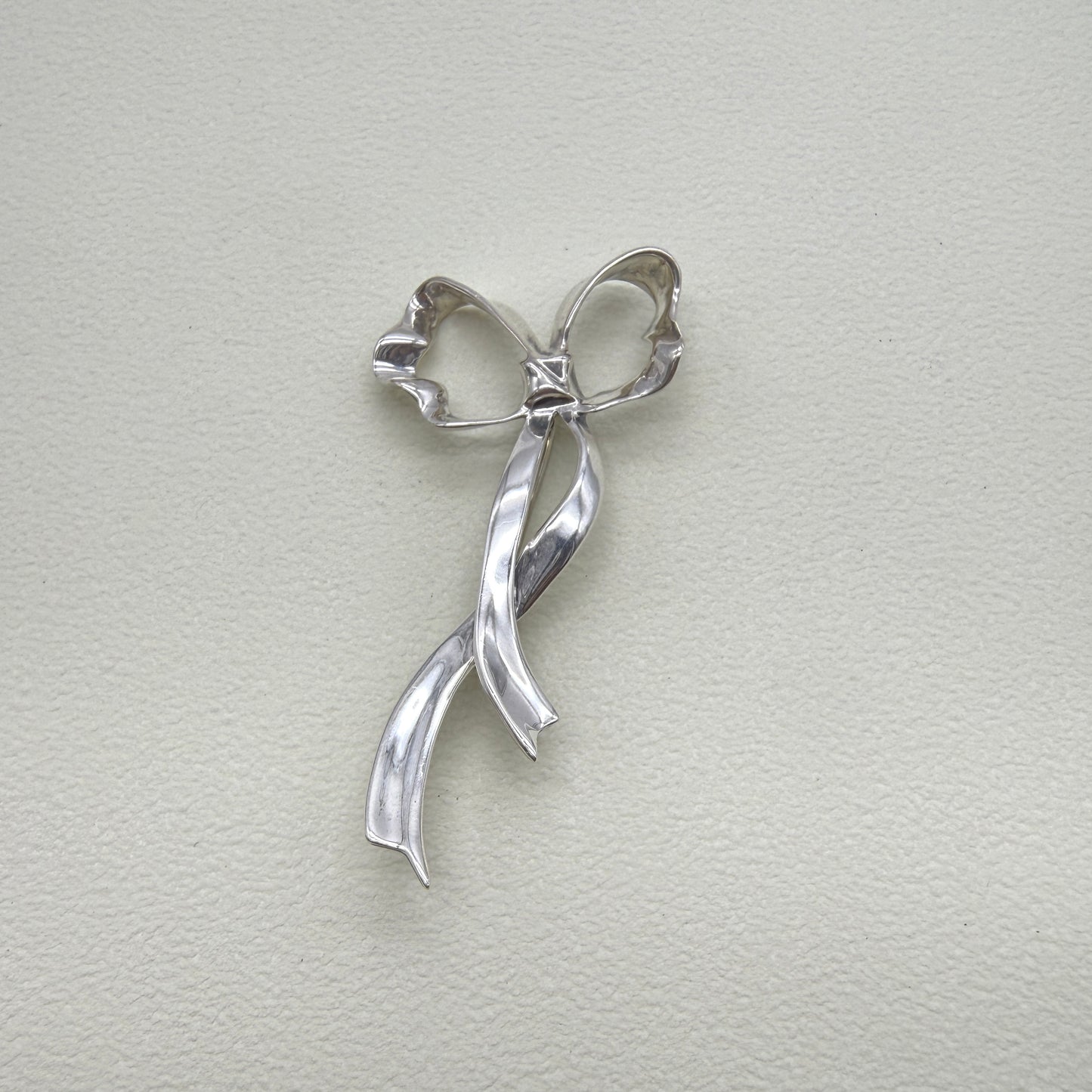 Tiffany Vintage Ribbon Motif 925 Silver Brooch