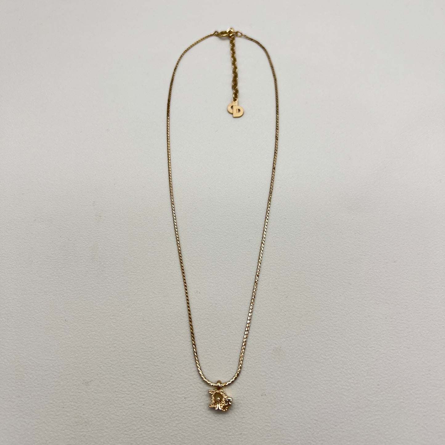 Christian Dior Vintage Dior Logo Pendant Golden Necklace