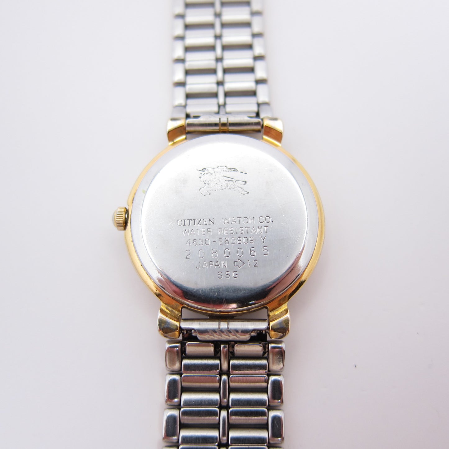 Burberry Vintage Round Black Face Two Tone Watch