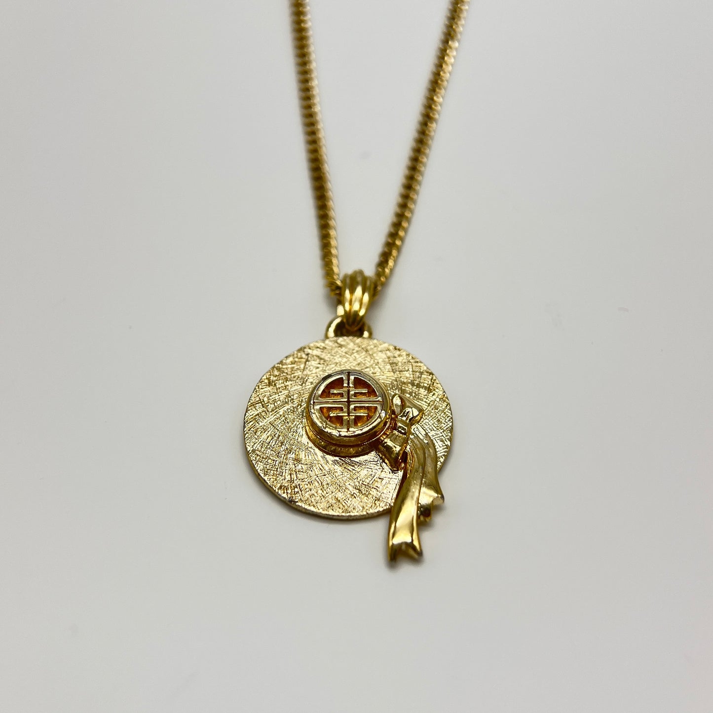 Givenchy Vintage 4G Logo Hat Motif Pendant Golden Necklace