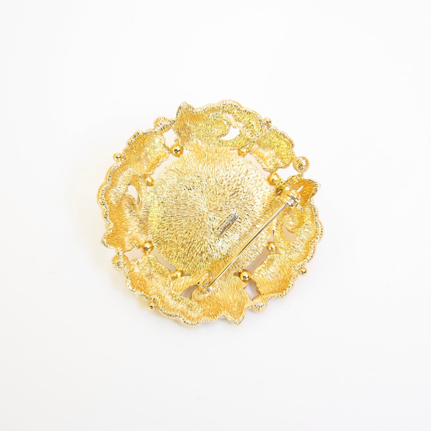 Burberry Vintage Pearl and Rhinestone Flower Golden Brooch