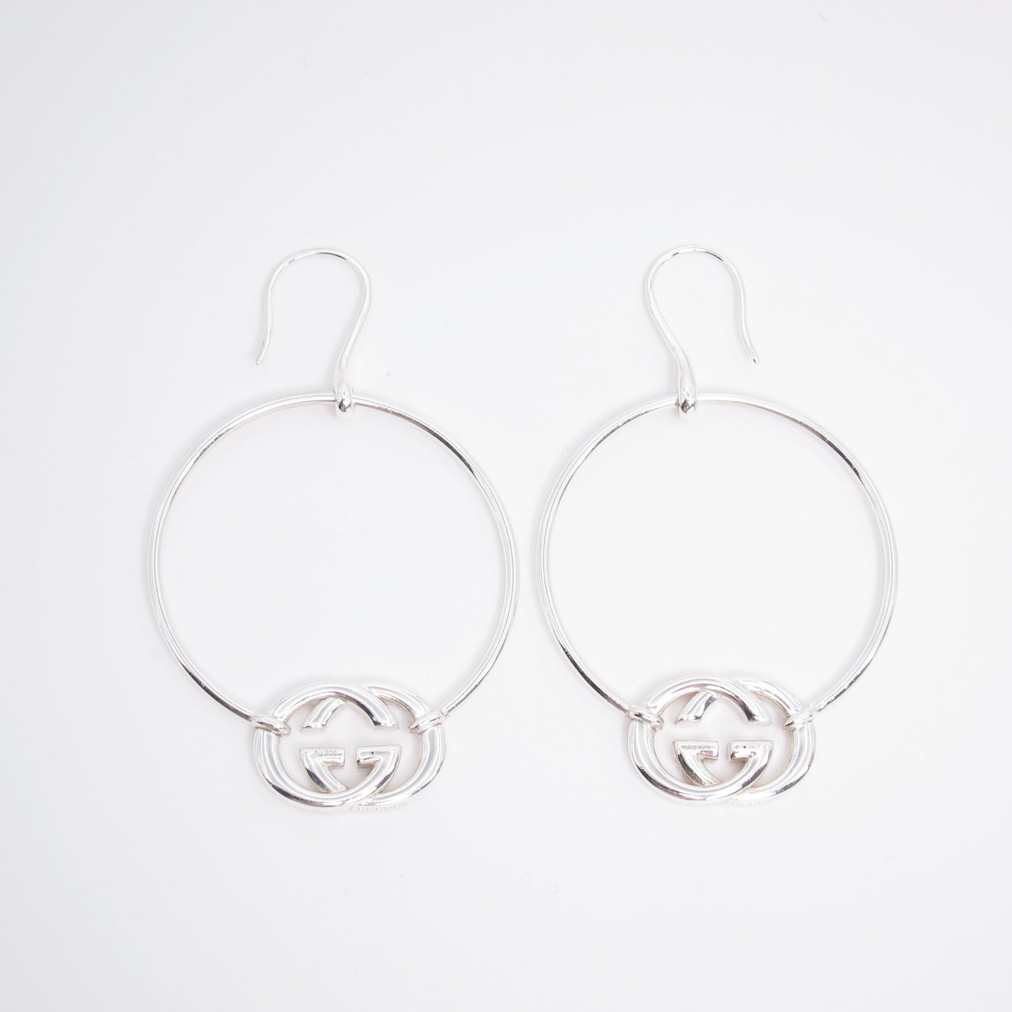 Gucci Vintage Britt Interlocking GG 925 Silver Hoop Earrings