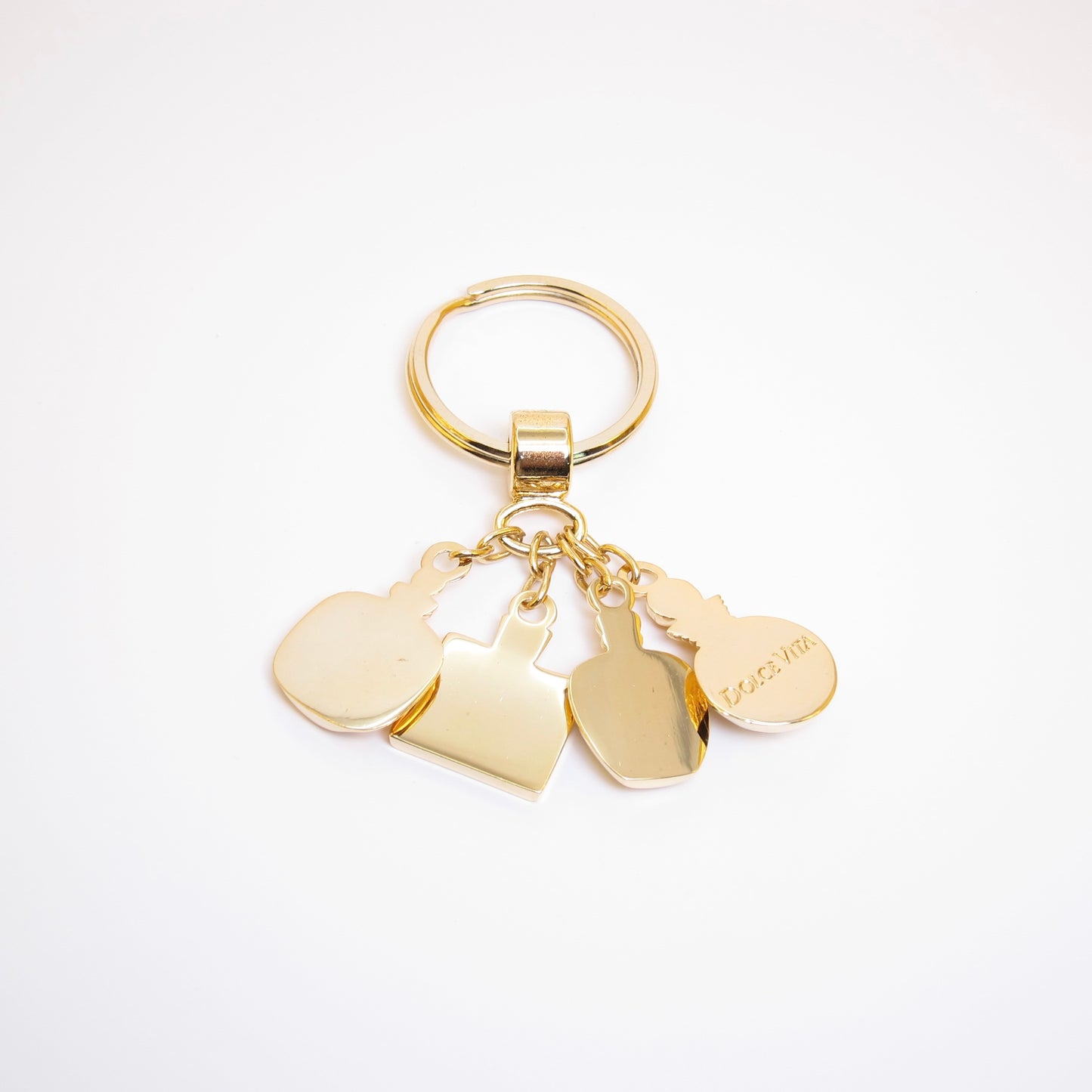Christian Dior Vintage Perfume Bottle Charm Golden Keyring
