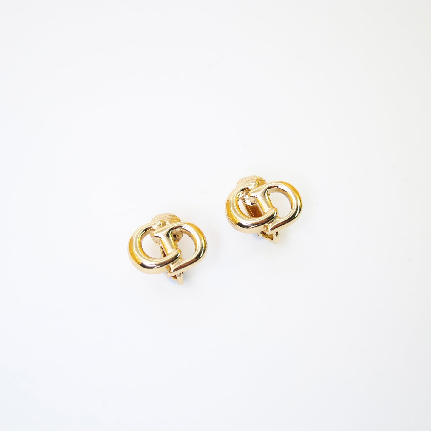 Christian Dior Vintage CD Logo Golden Clip-on Earrings