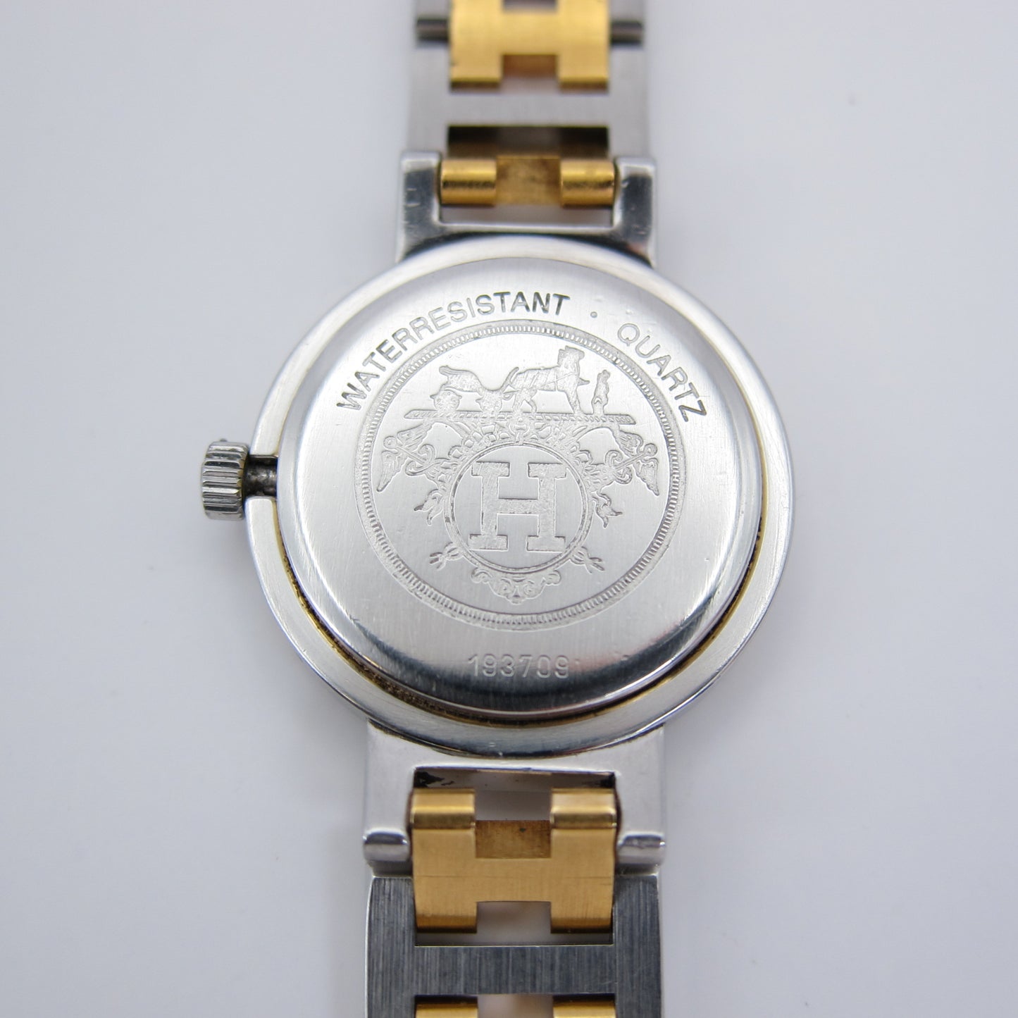Hermes Vintage Clipper White Face with Date and H Bracelet Ladies Watch