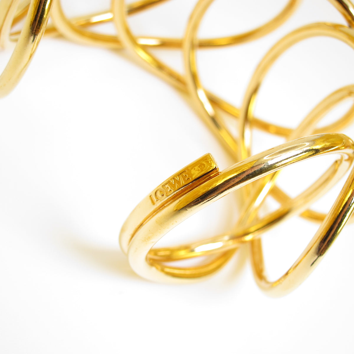 Loewe Vintage Sculptural Spiral Gold-Tone Cuff Bracelet, 22cm
