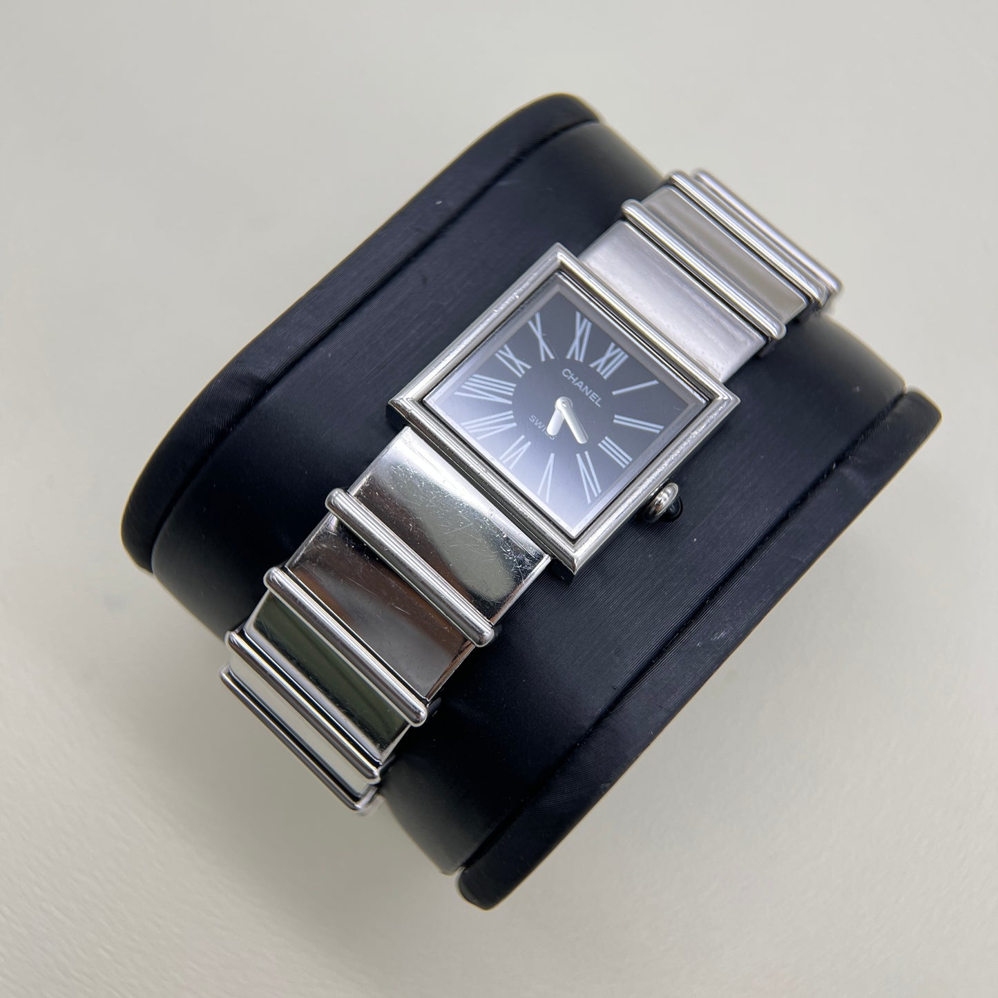 Chanel Vintage Mademoiselle Black Face Stainless Steel Watch