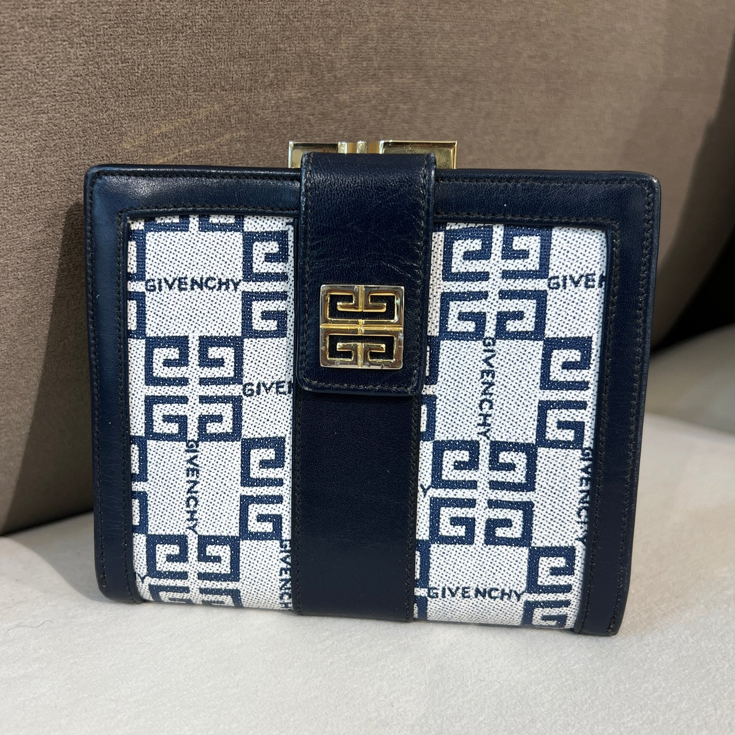 Givenchy Vintage 4G Logo Black and Navy Bi-Fold Walle