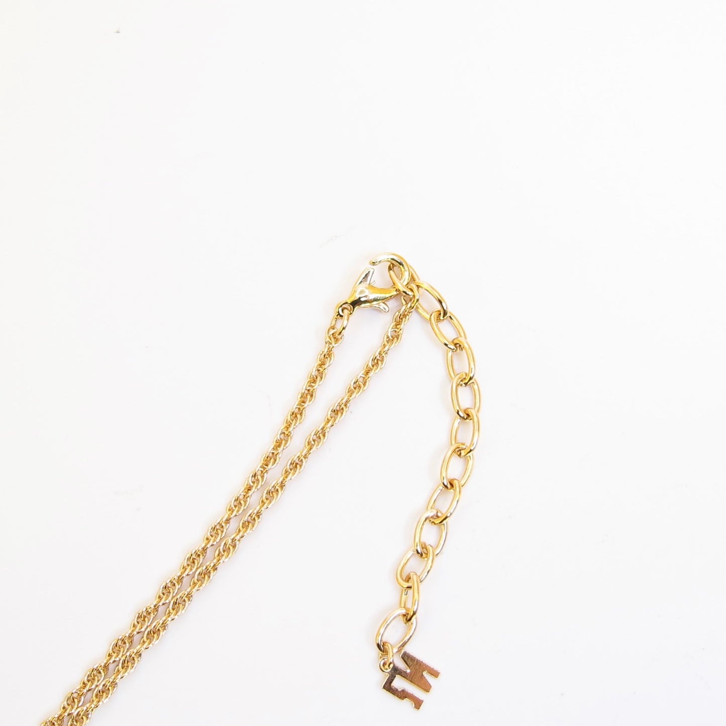 Nina Ricci Vintage NR Logo in Circle with Rhinestone Golden Necklace