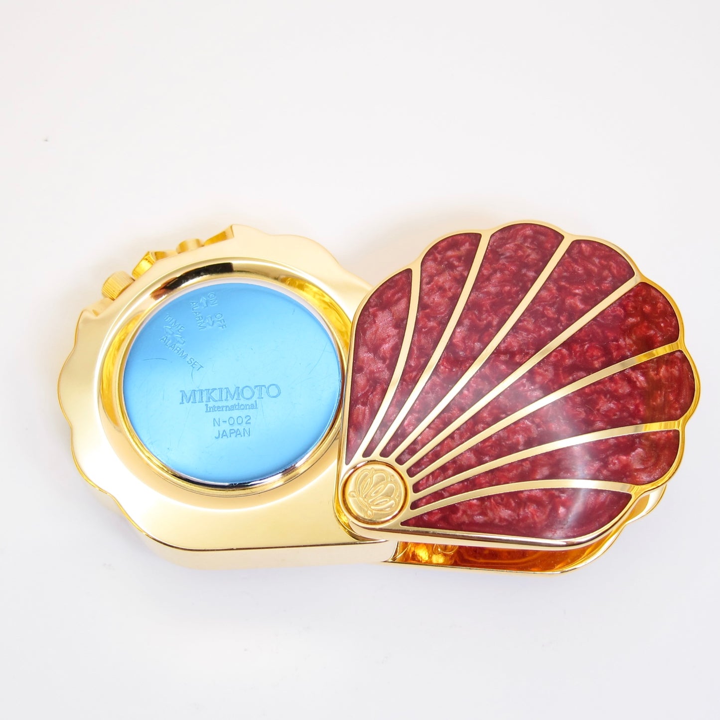 Mikimoto Vintage Red Shell with Pearl Golden Pocket Watch