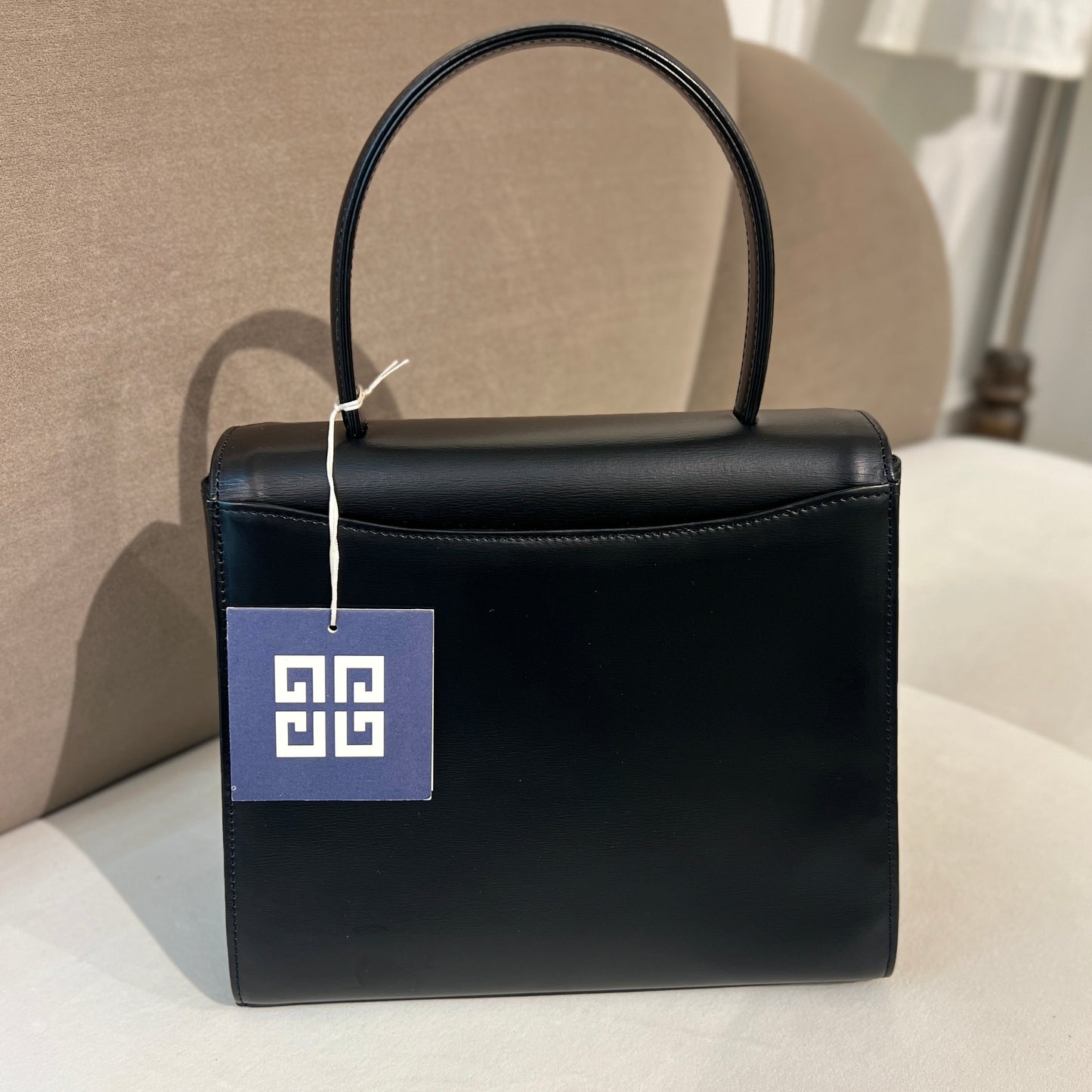 Givenchy Vintage Two Tone Flap Buckle With Black Leather Top Handle Handbag