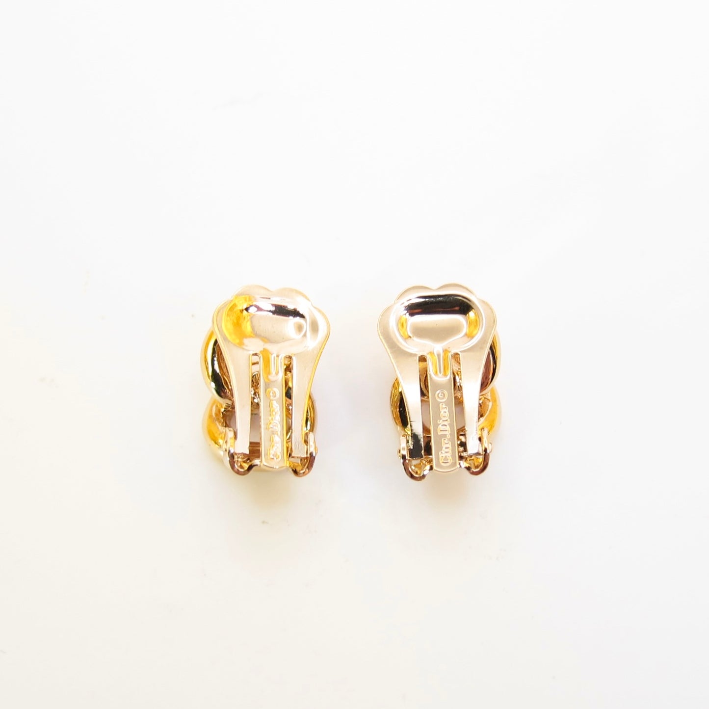 Christian Dior Vintage Rhinestone and Link Golden Clip-on Earrings