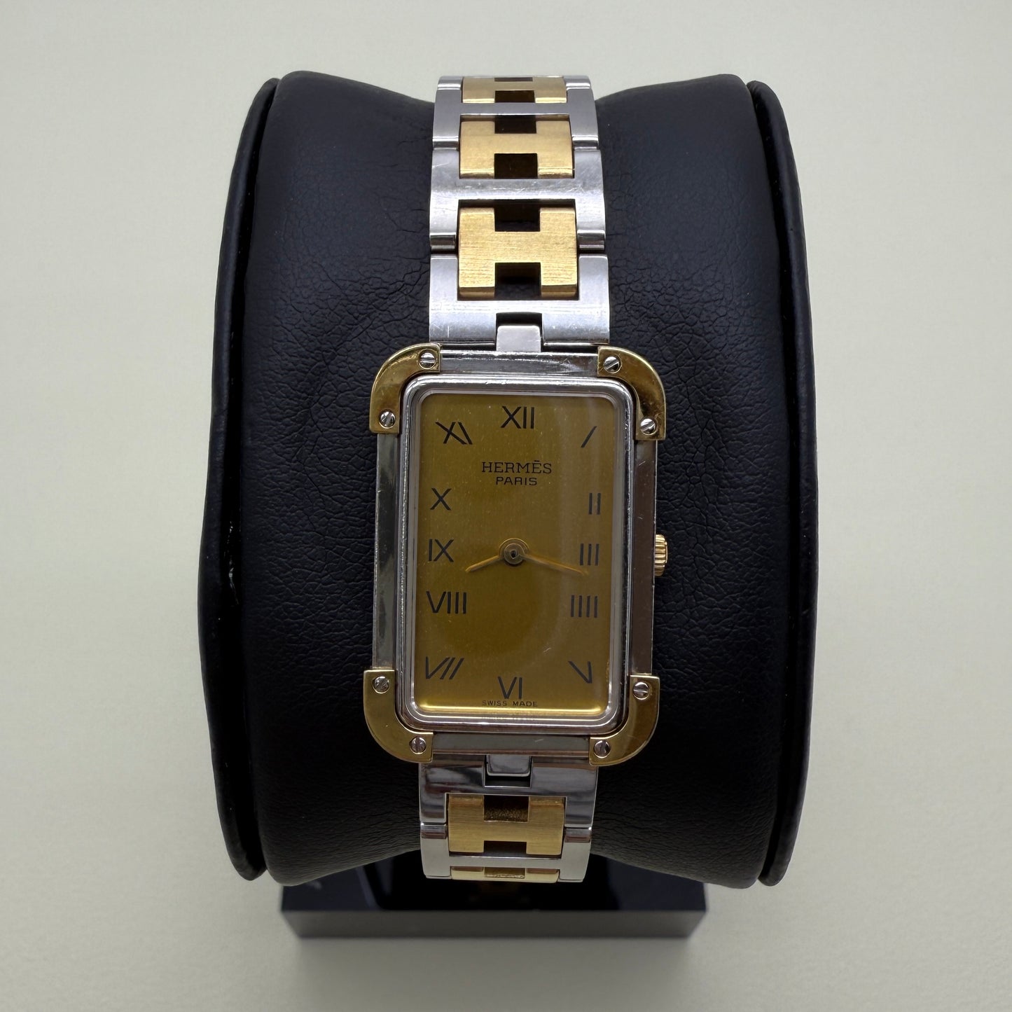 Hermes Vintage Cloajure Yellow Face with H Bracelet Two Tone Ladies Watch