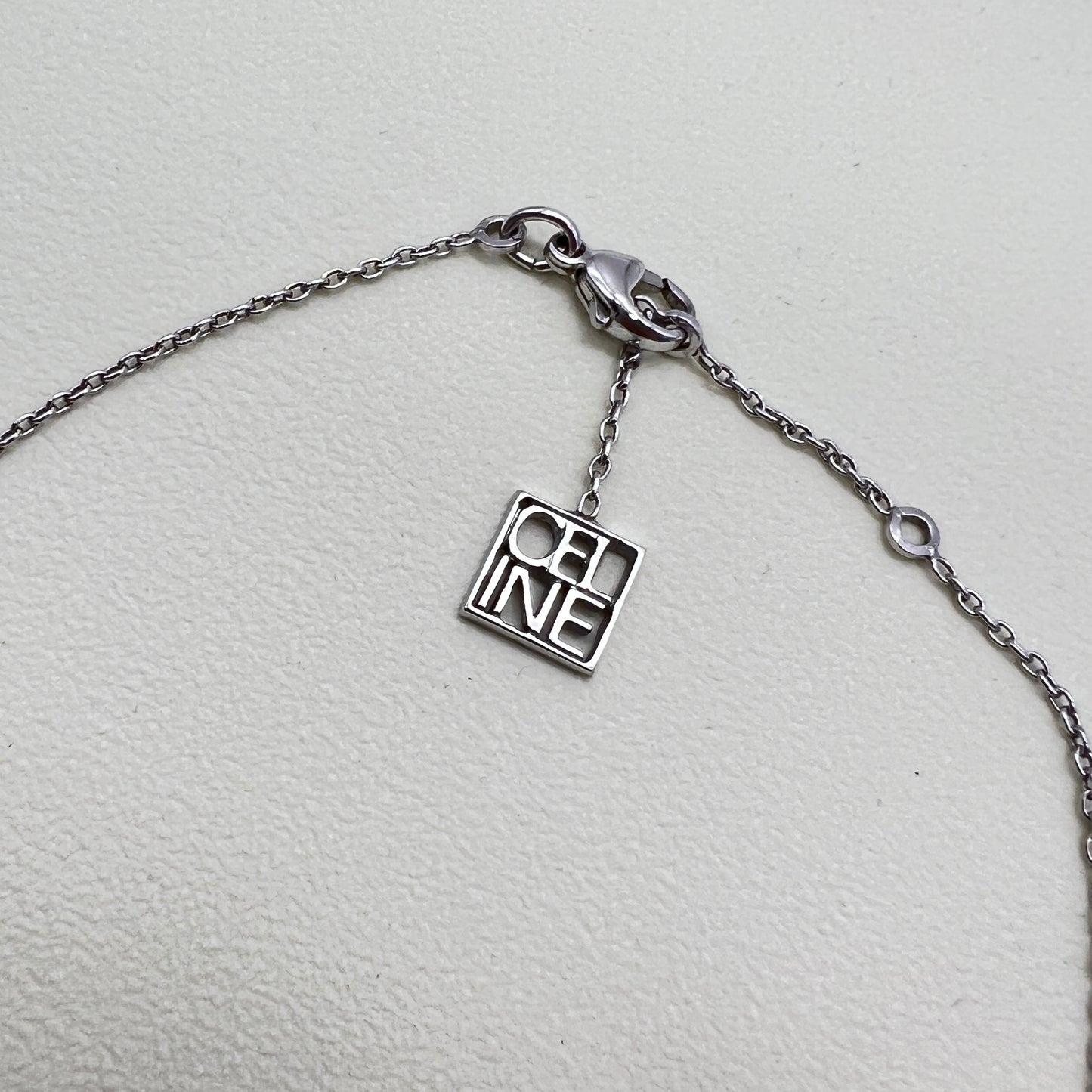 Celine Vintage Celine Logo Cube Silver Necklace