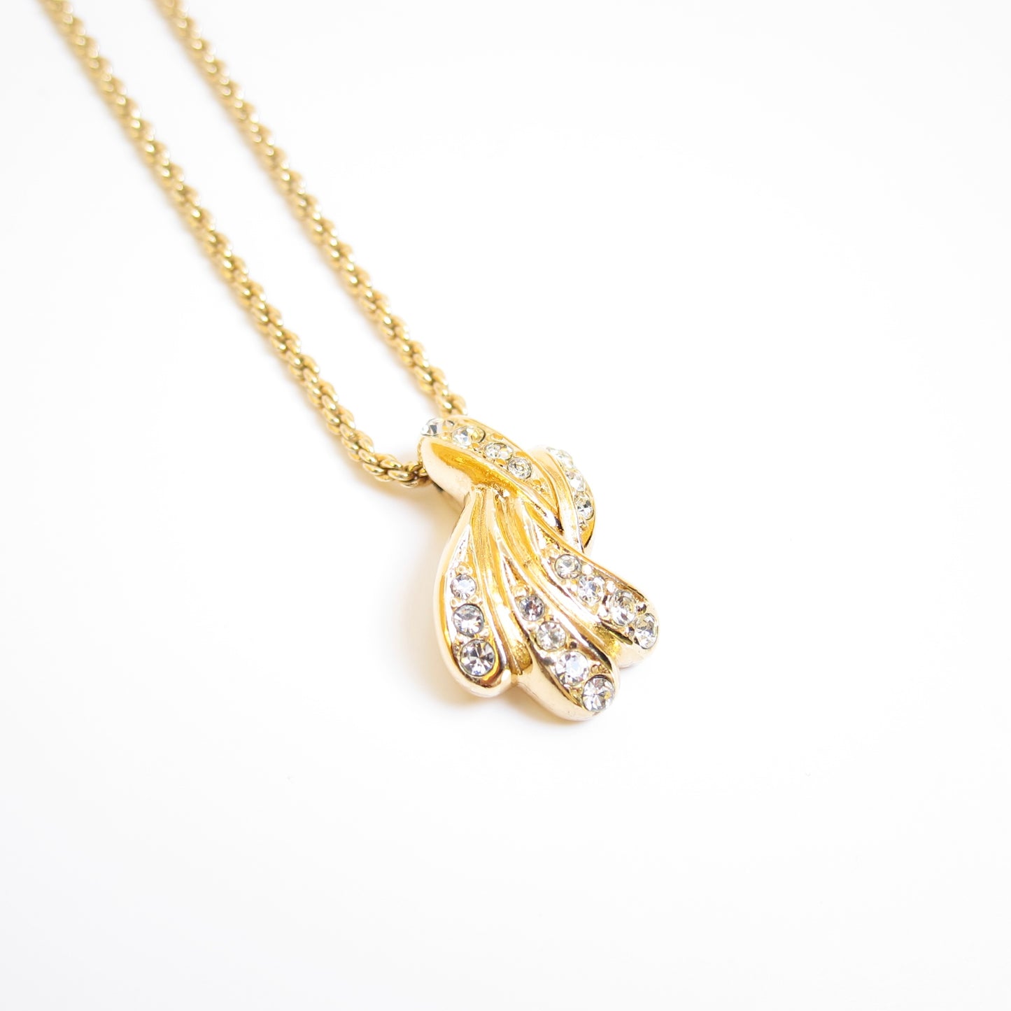 Christian Dior Vintage Stylish Rhinestone Golden Necklace