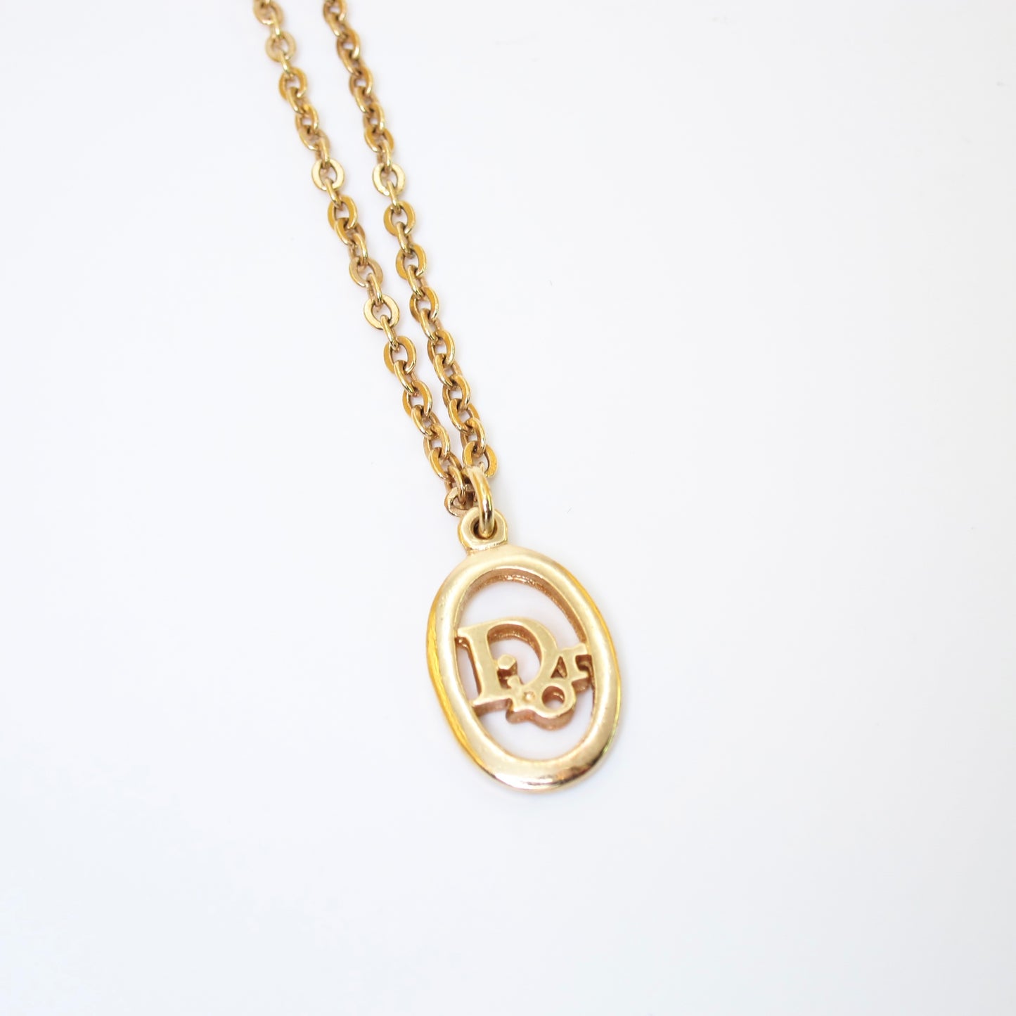 Christian Dior Vintage Dior Logo in Oval Shape Golden Necklace