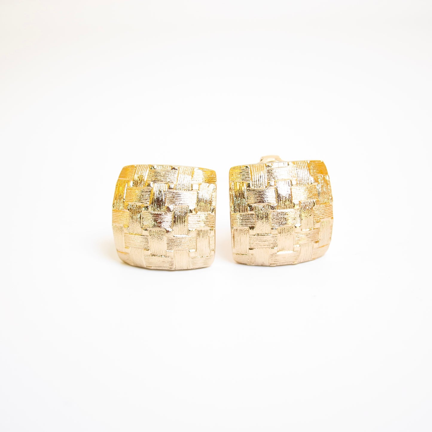 Christian Dior Vintage Stylish Square Golden Clip-on Earrings