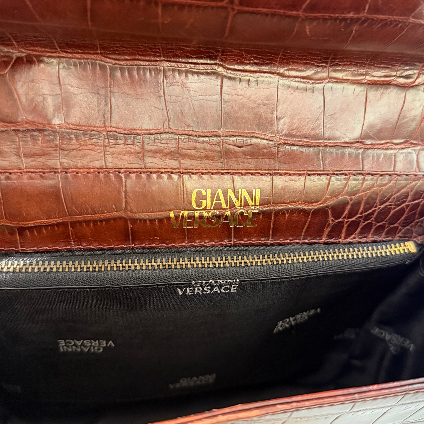 Versace Vintage Yellow Ostrich Leather Top Handle Bag
