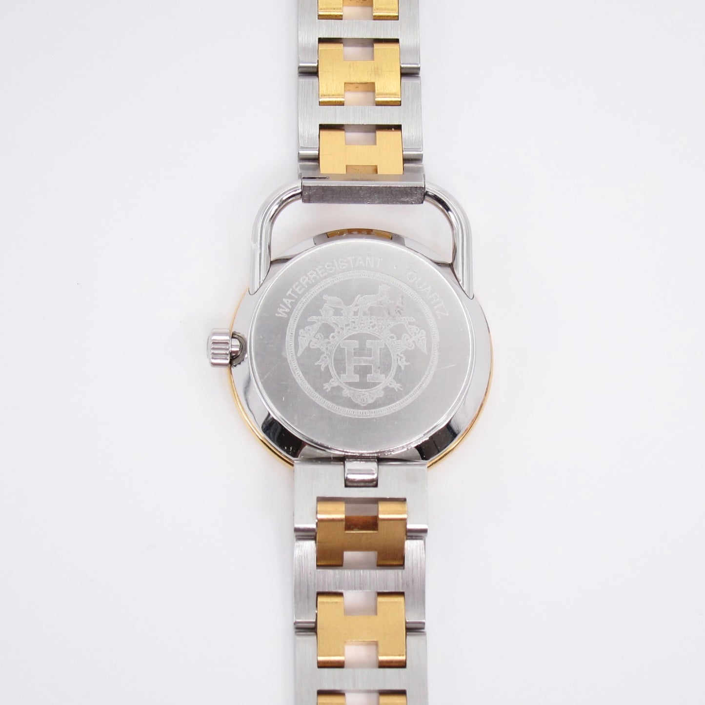 Hermes Vintage Arceau White Face with H Bracelet Two Tone Watch