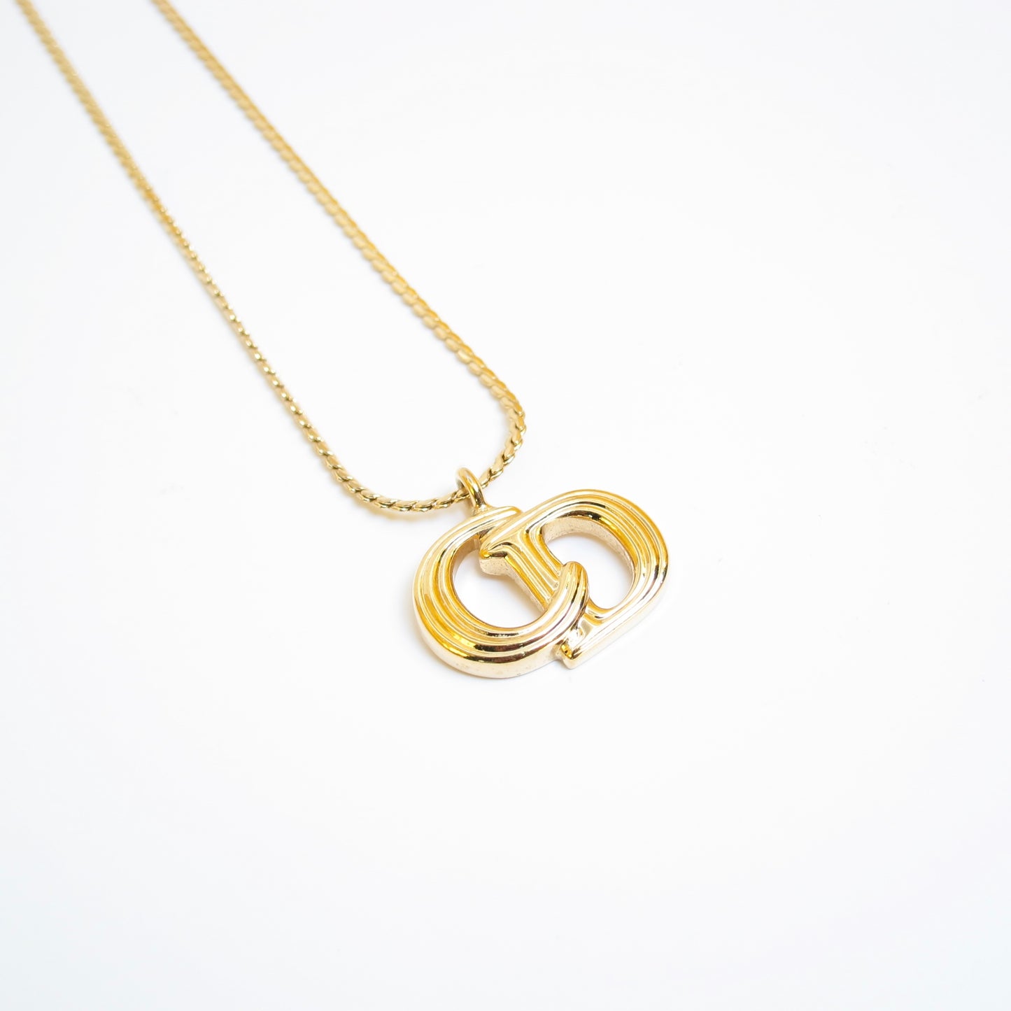 Christian Dior Vintage CD Logo Golden Necklace
