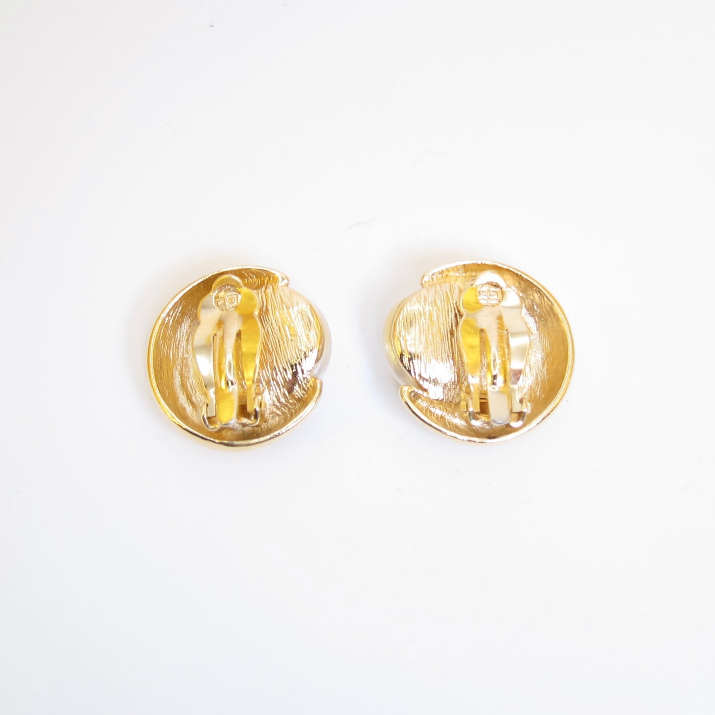 Givenchy Vintage Crescent Moon Pearl Gloden Clip-on Earrings