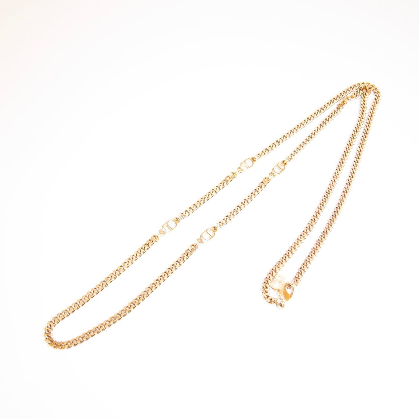 Christian Dior Vintage CD Logo Golden Long Necklace