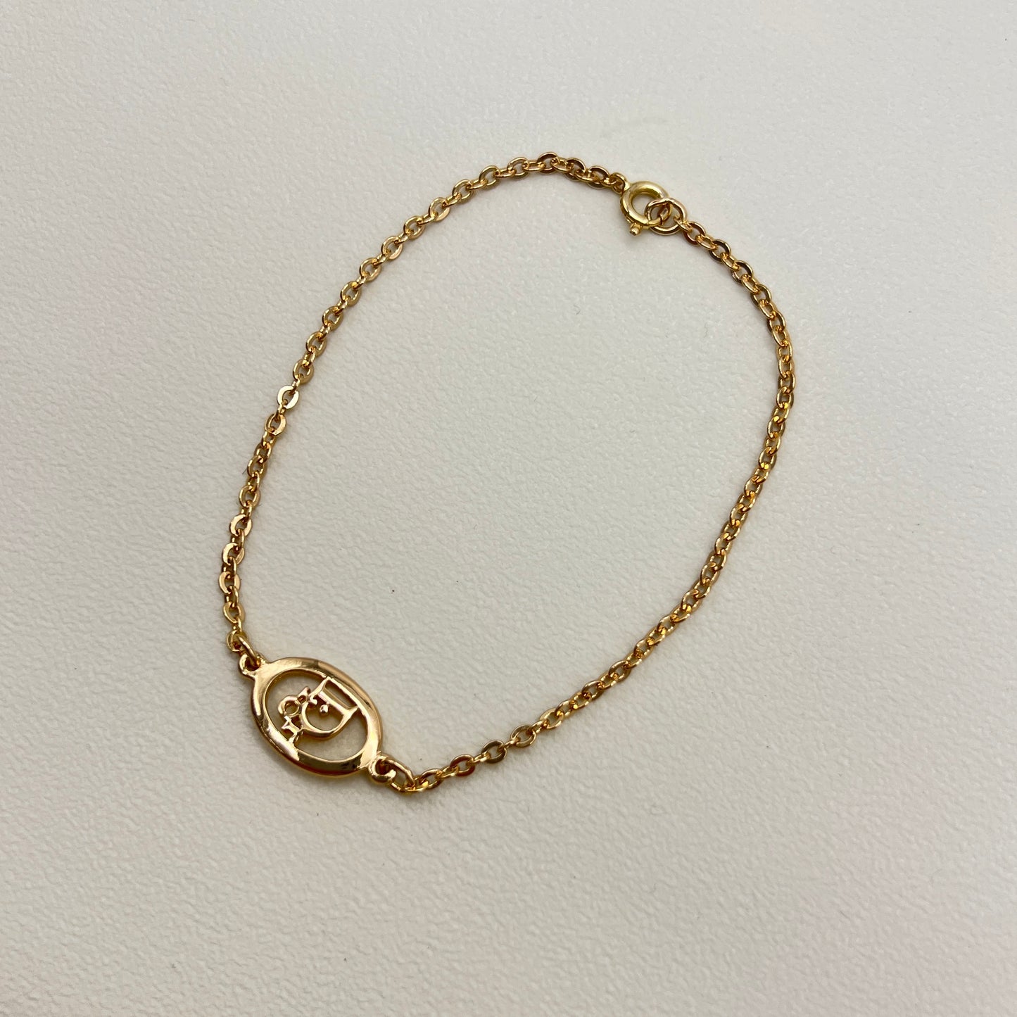 Christian Dior Vintage Dior Logo in Oval Shape Golden Bracelet