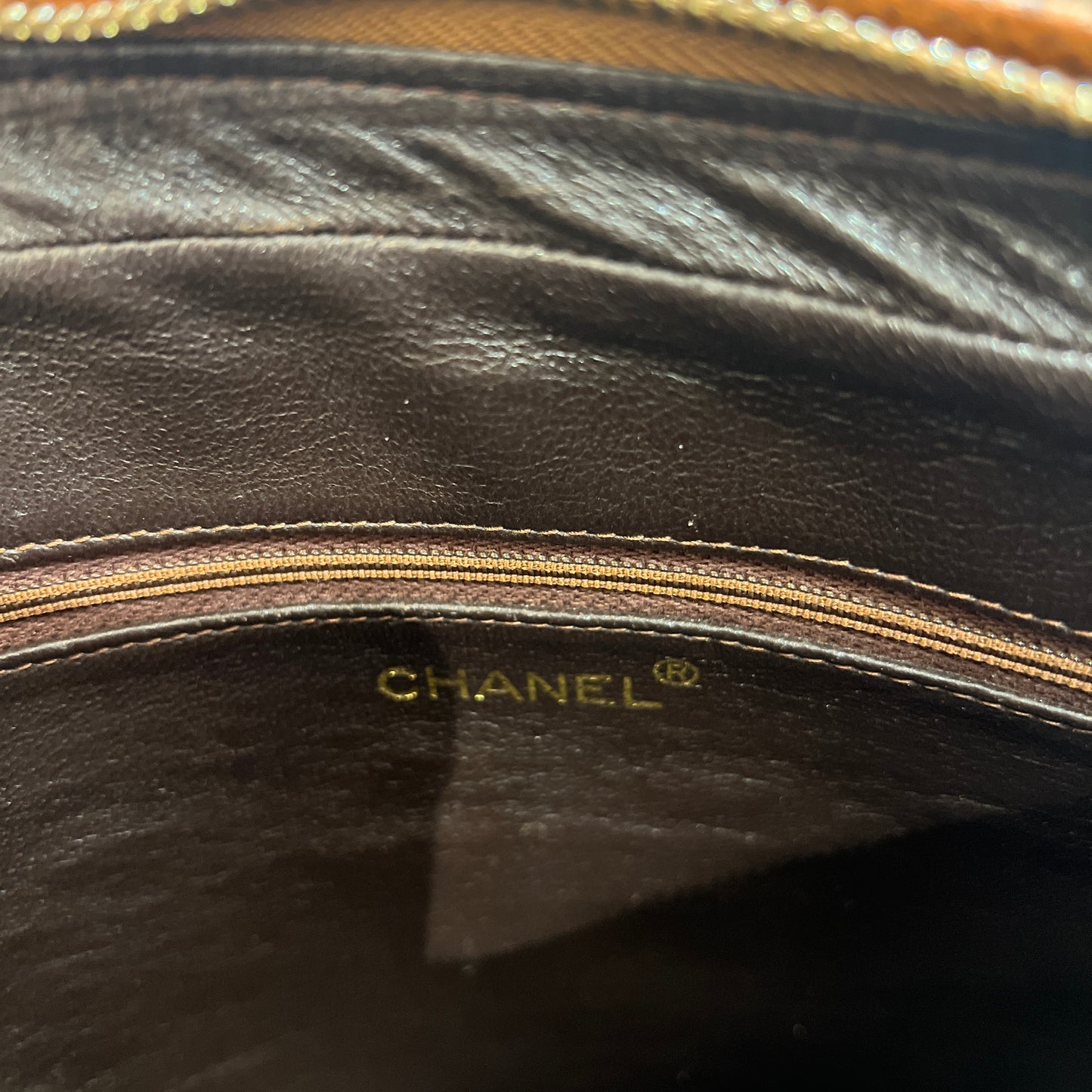 Chanel Vintage Golden CC Turn Lock with Brown Leather Shoulder Bag
