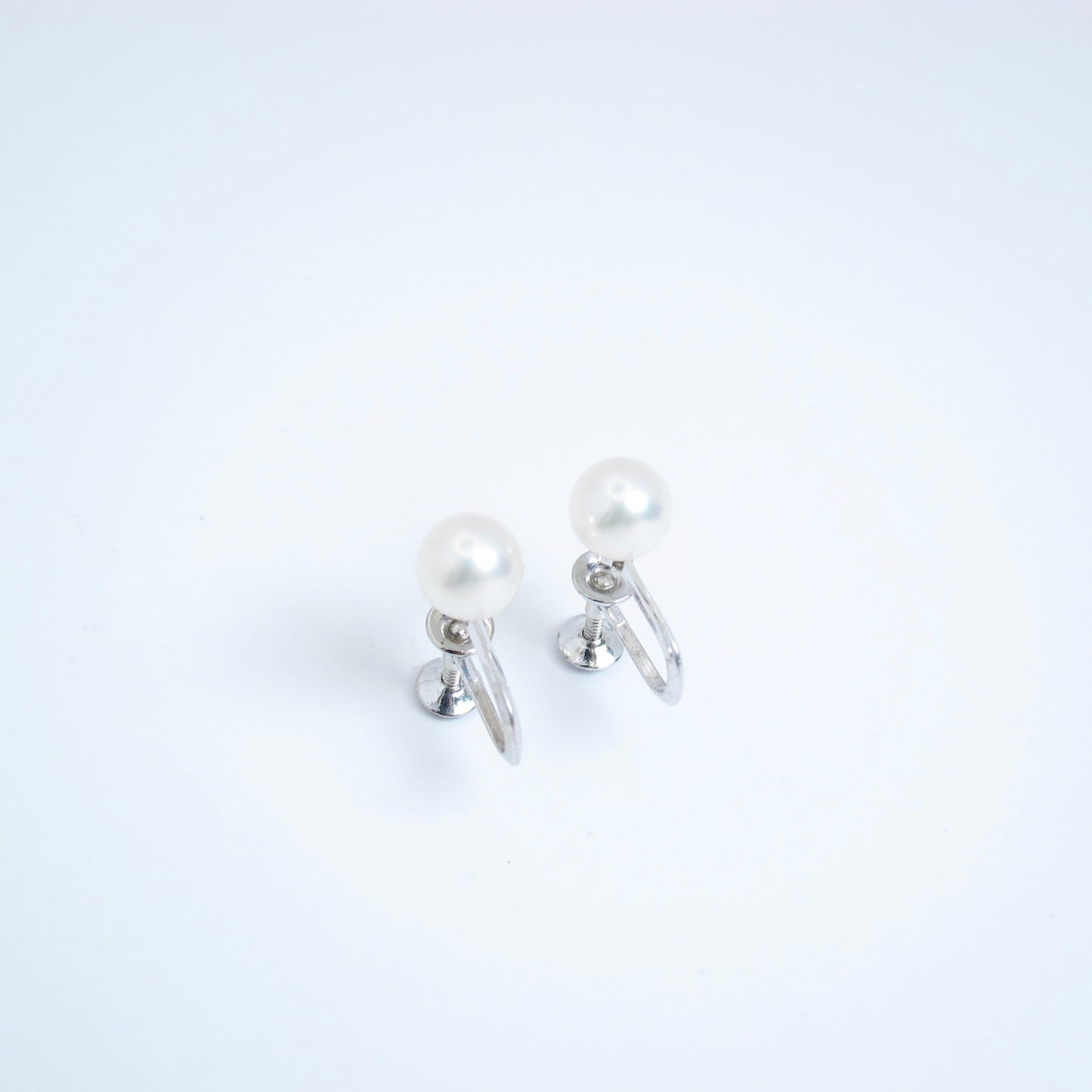 Mikimoto Vintage Akoya Pearl 14K White Gold Clip-on Earrings