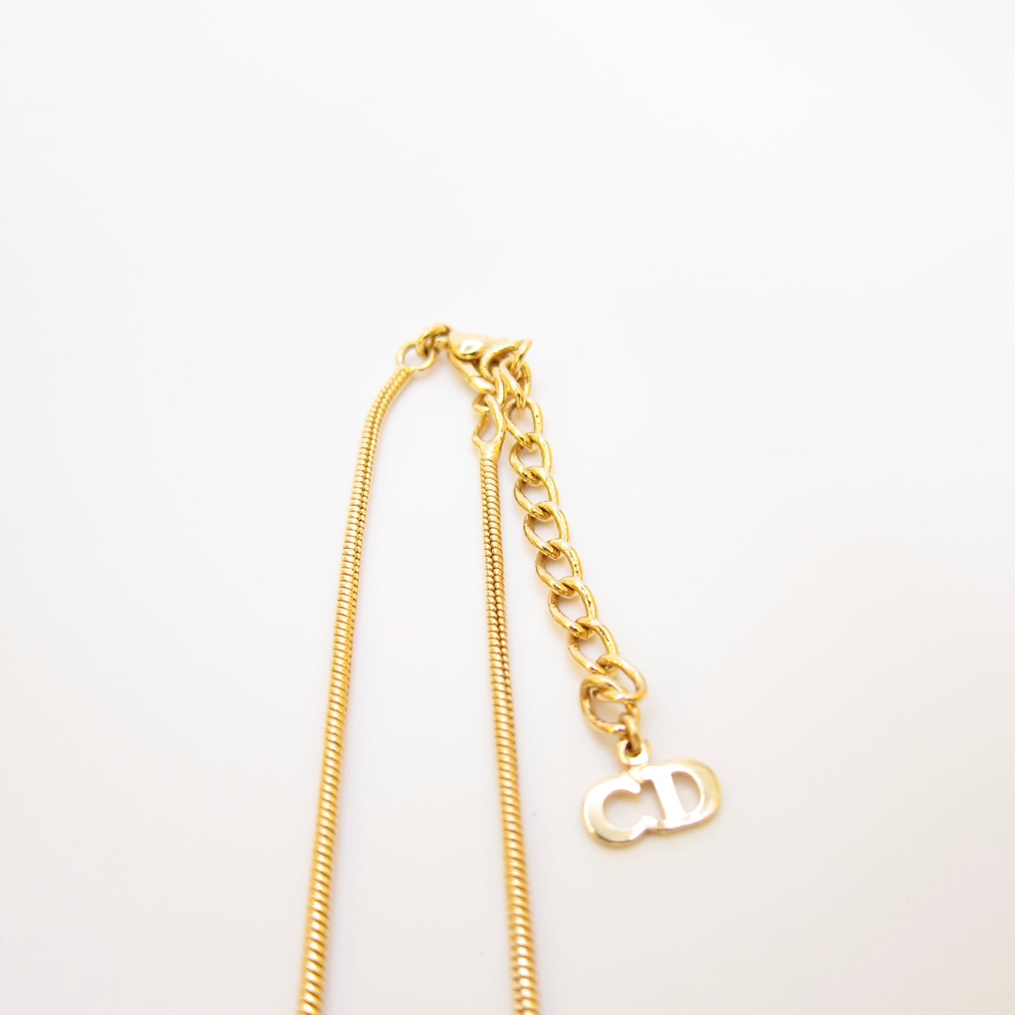 Christian Dior Vintage CD Logo On D Pendant Golden Necklace