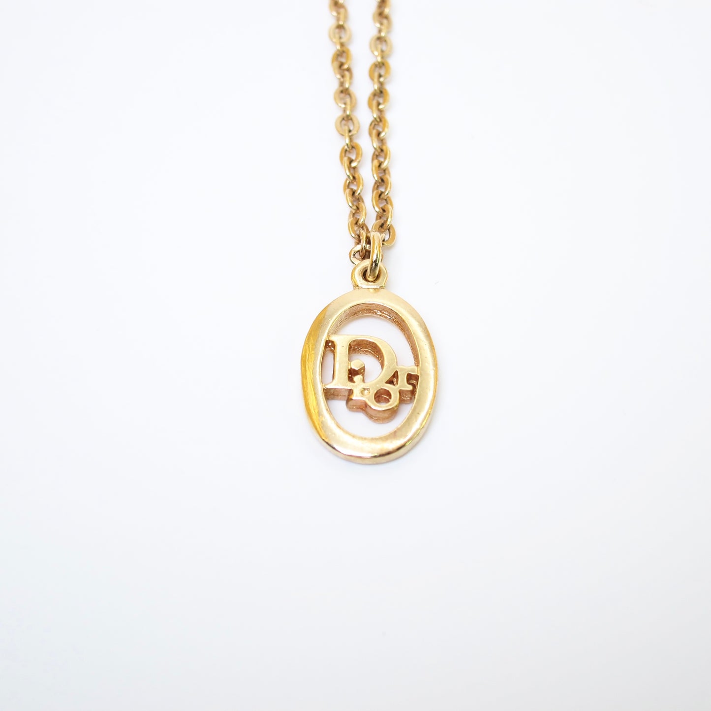 Christian Dior Vintage Dior Logo in Oval Shape Golden Necklace