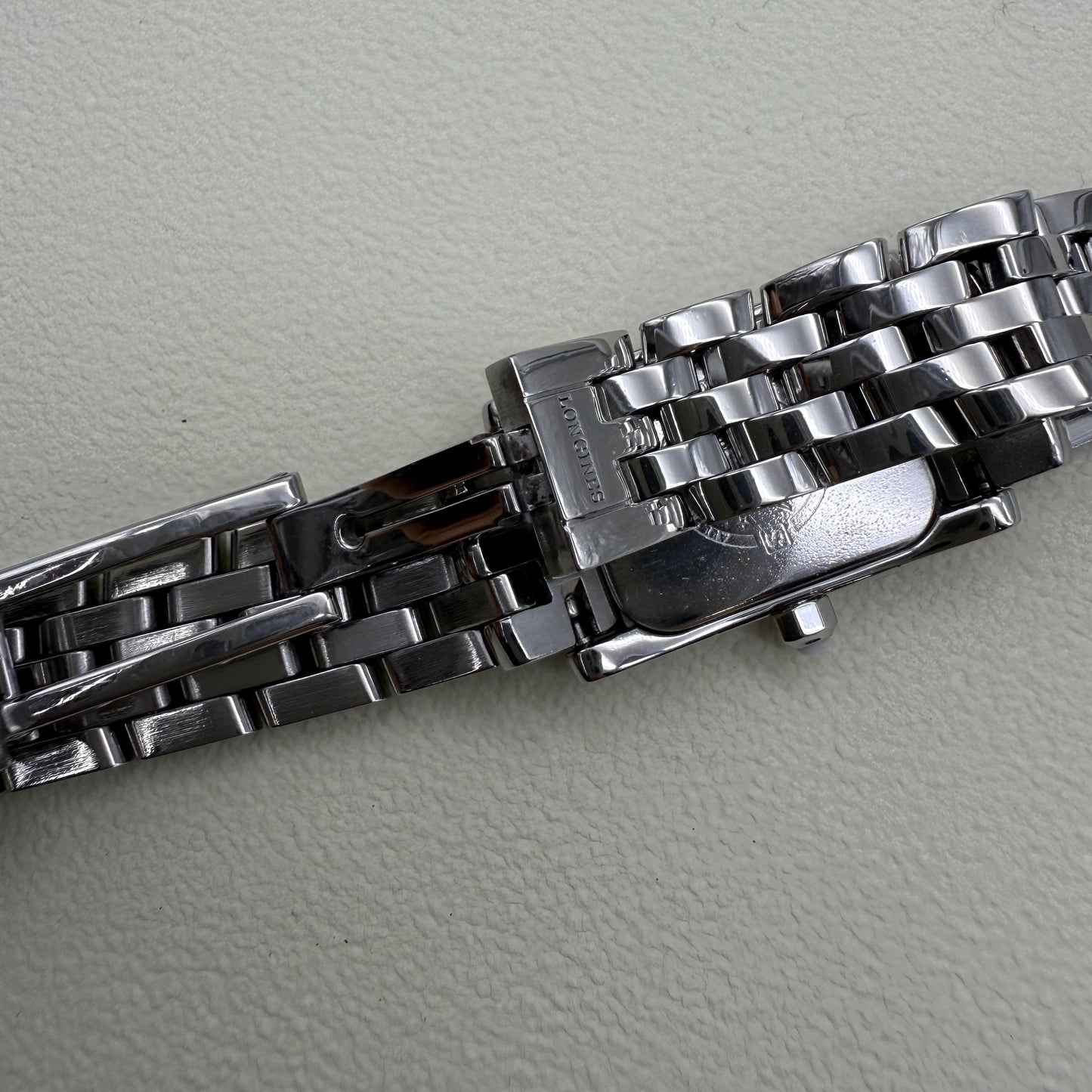 Longines Vintage Rectangle Pearl Face Stainless Steel Watch