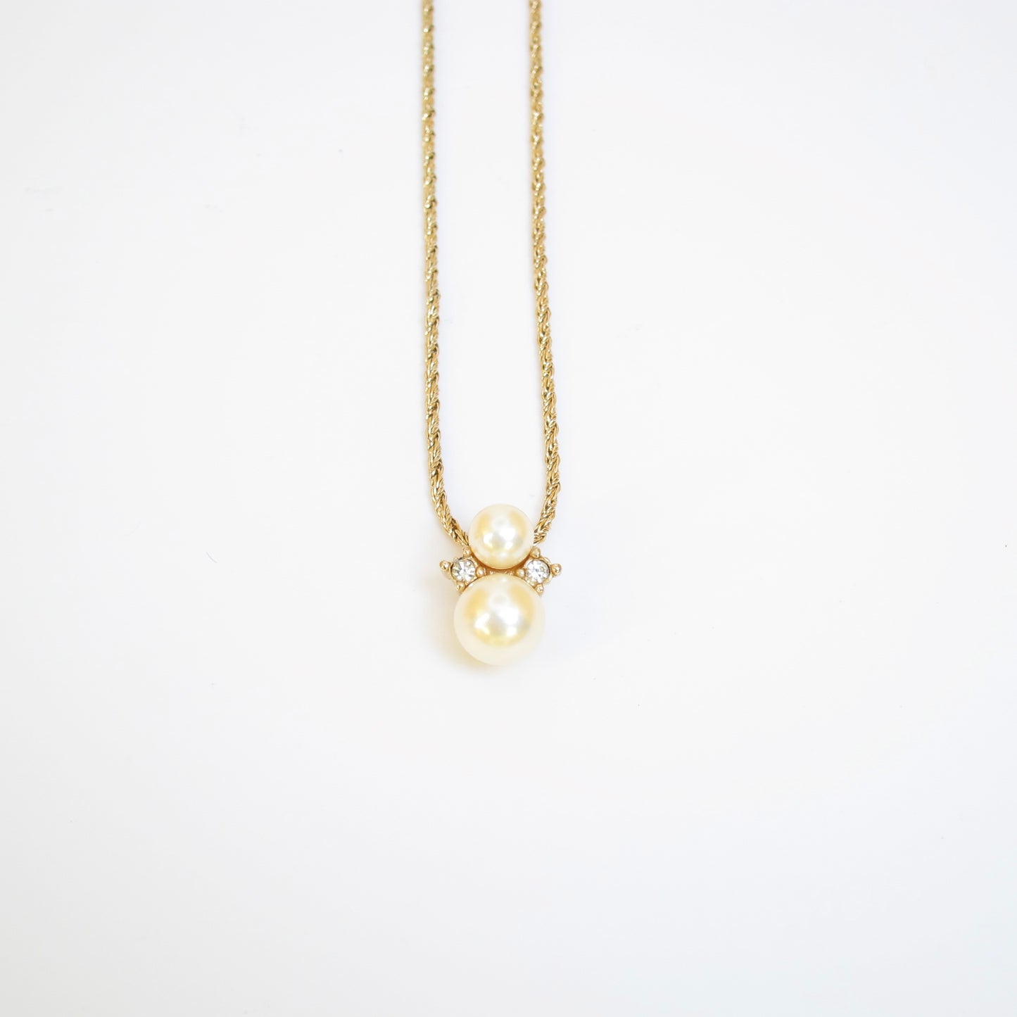 Christian Dior Vintage Pearl and Rhinestone Golden Necklace