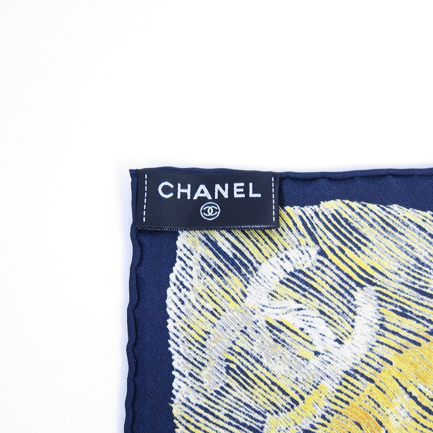 Chanel Vintage Camellia Moons Pattern Silk Scarf