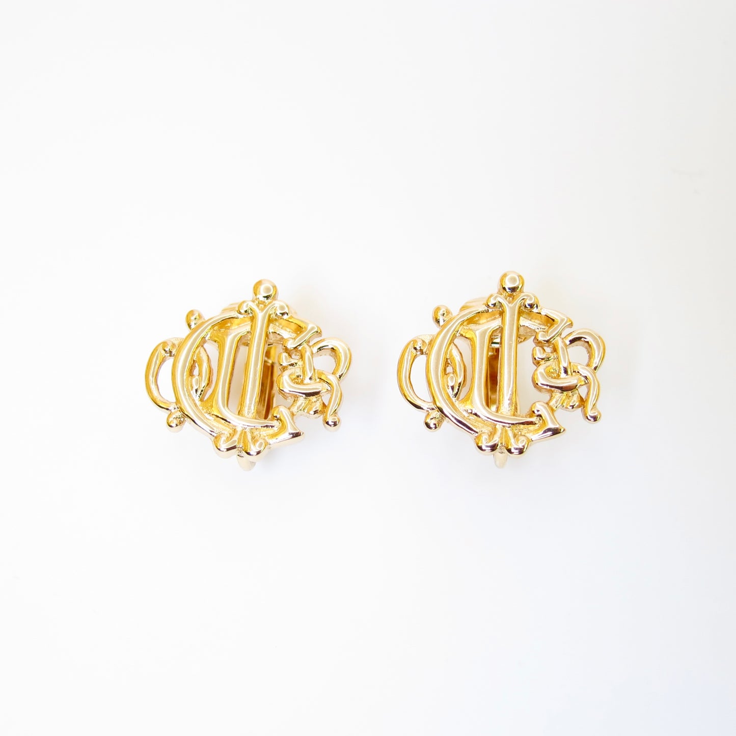 Christian Dior Vintage Dior Logo Golden Clip-on Earrings