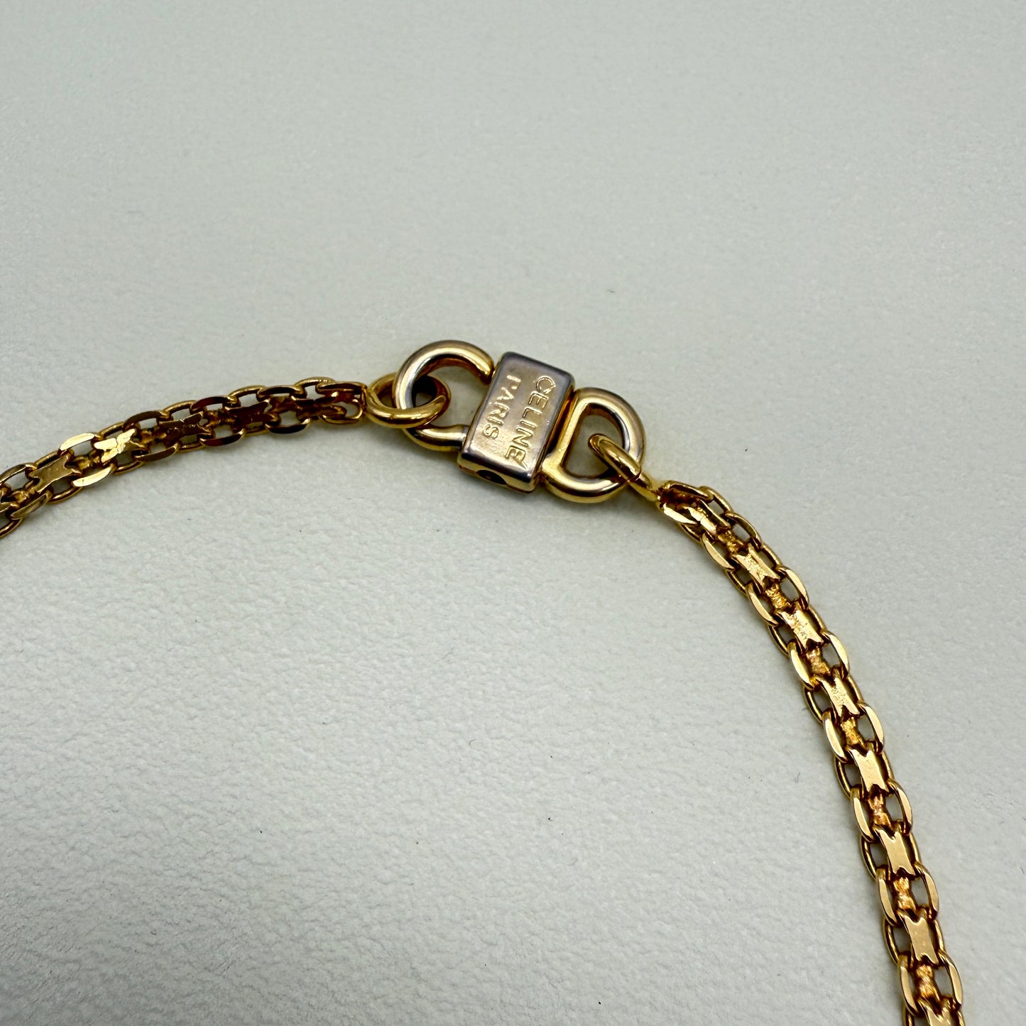 Celine Vintage Triomphe Pendant Golden Necklace