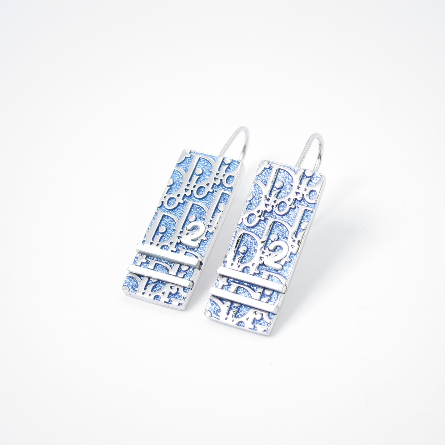 Christian Dior Vintage Sky Blue and Silver Trotter Earrings