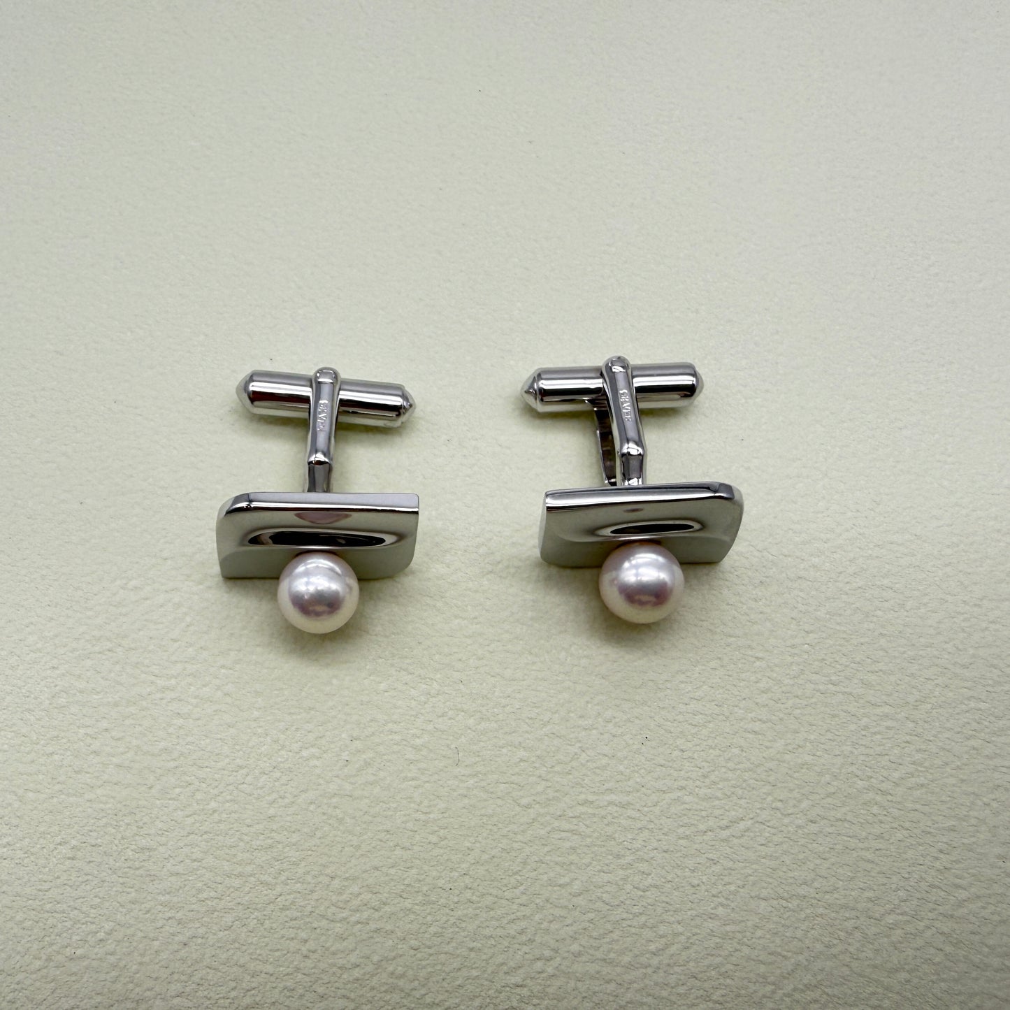 Tasaki Vintage Akoya Pearl Silver Cufflinks