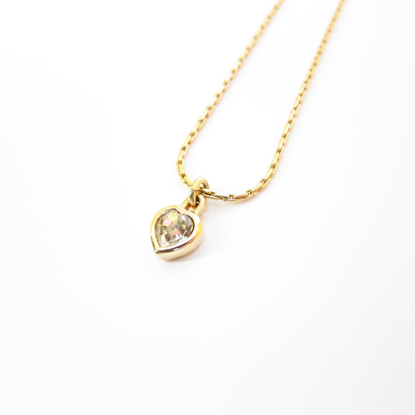Christian Dior Vintage Heart Shape Rhinestone Golden Necklace