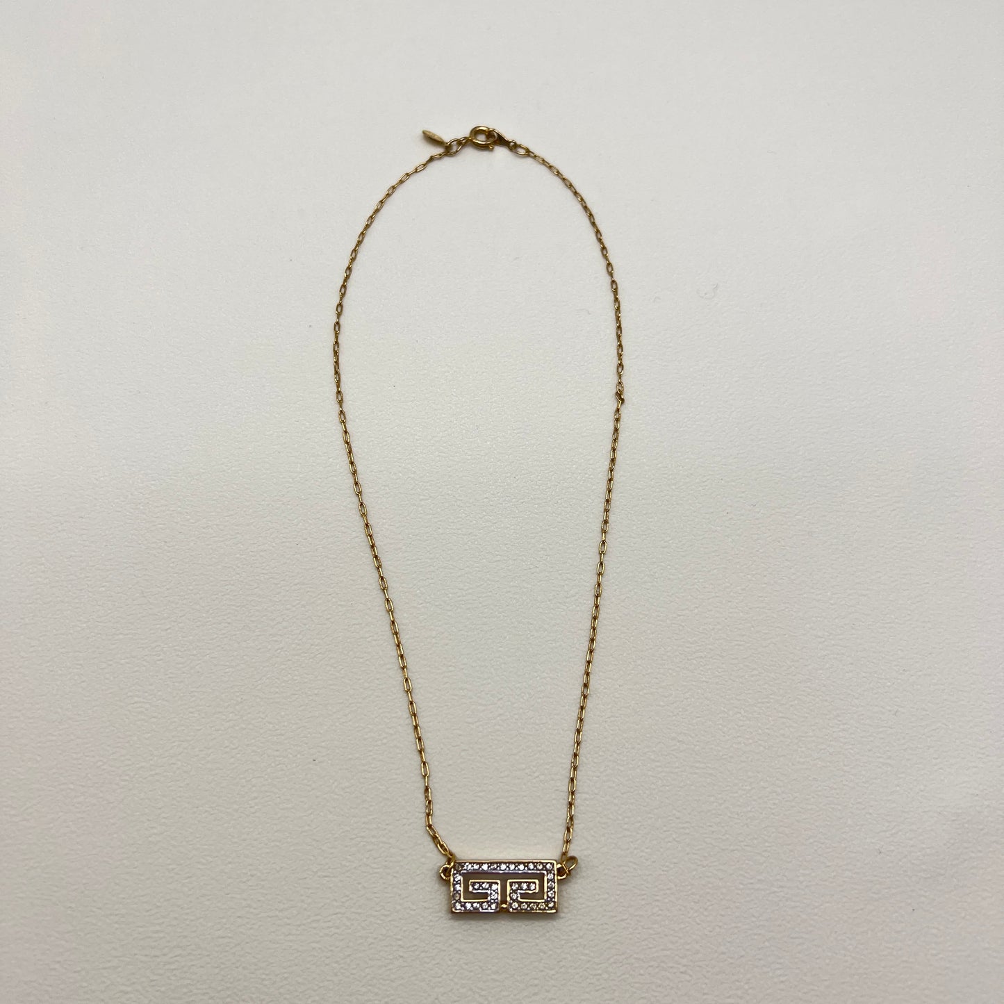 Givenchy Vintage GG Logo with Rhinestone Golden Necklace