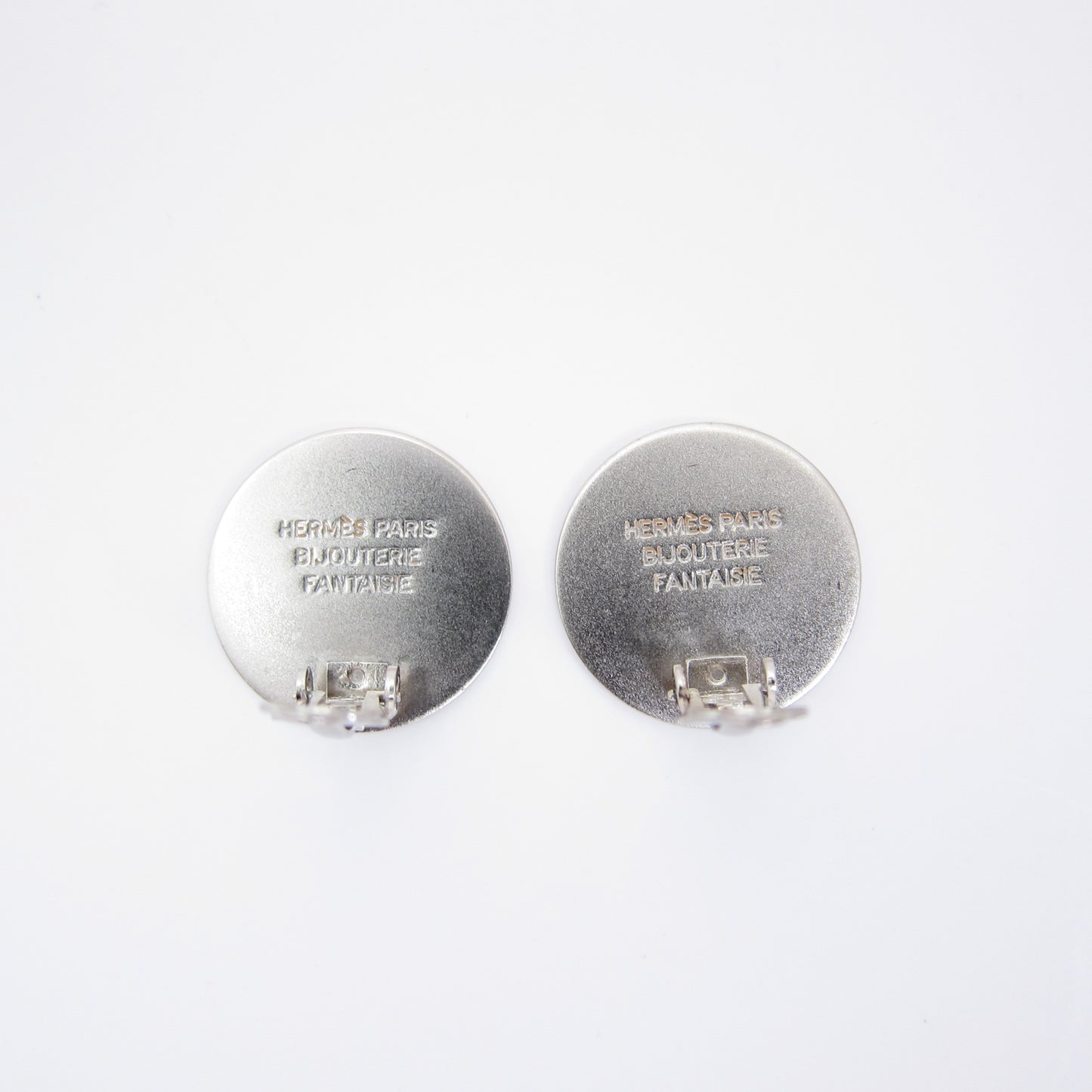 Hermes Vintage Hermes Logo on Round Shape Silver Clip-on Earrings