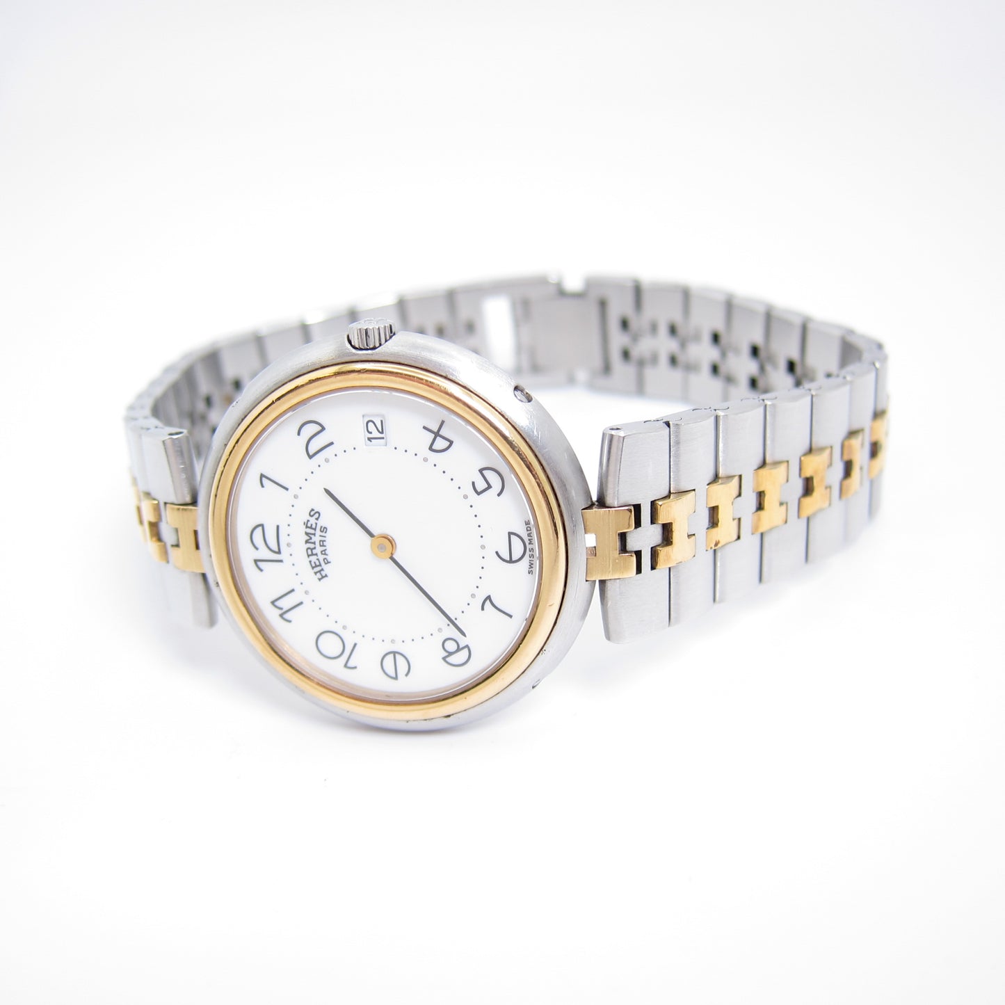 Hermes Vintage Profile White Face with Date and H Bracelet Watch
